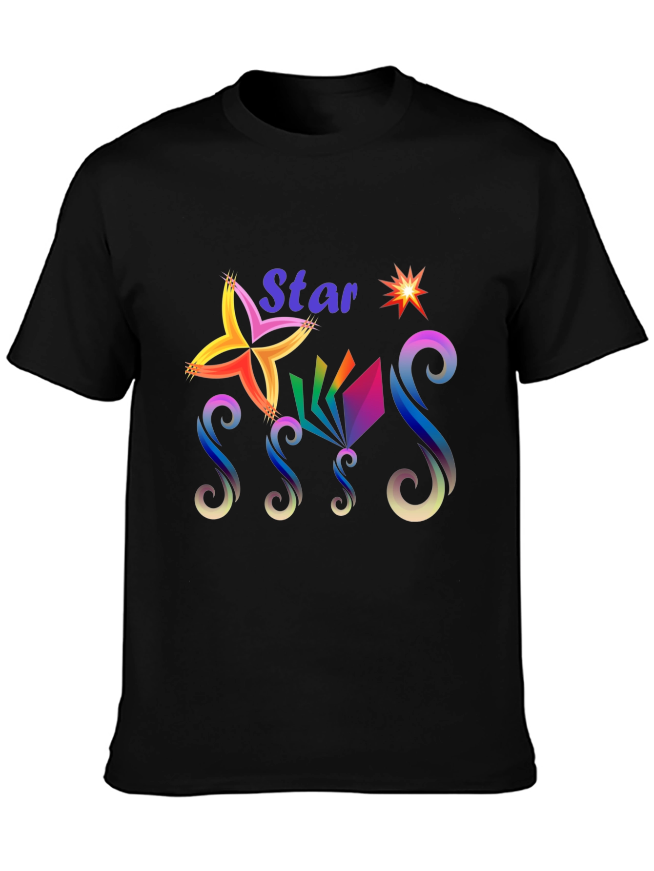 Black Star Graphic Print Black T-Shirt view 3