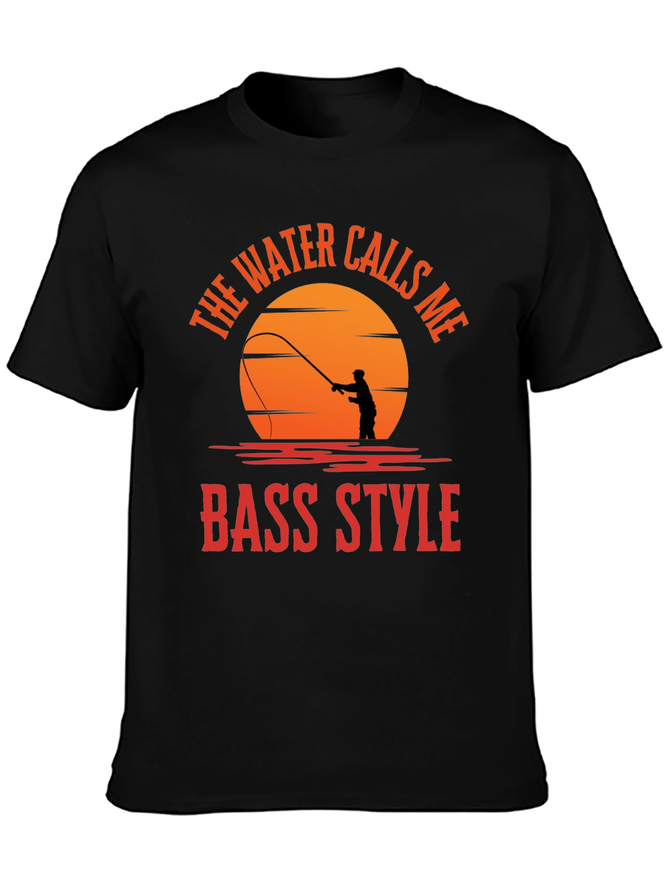 Black Bass Style Fishing T-Shirt - Water Calls Me view 3