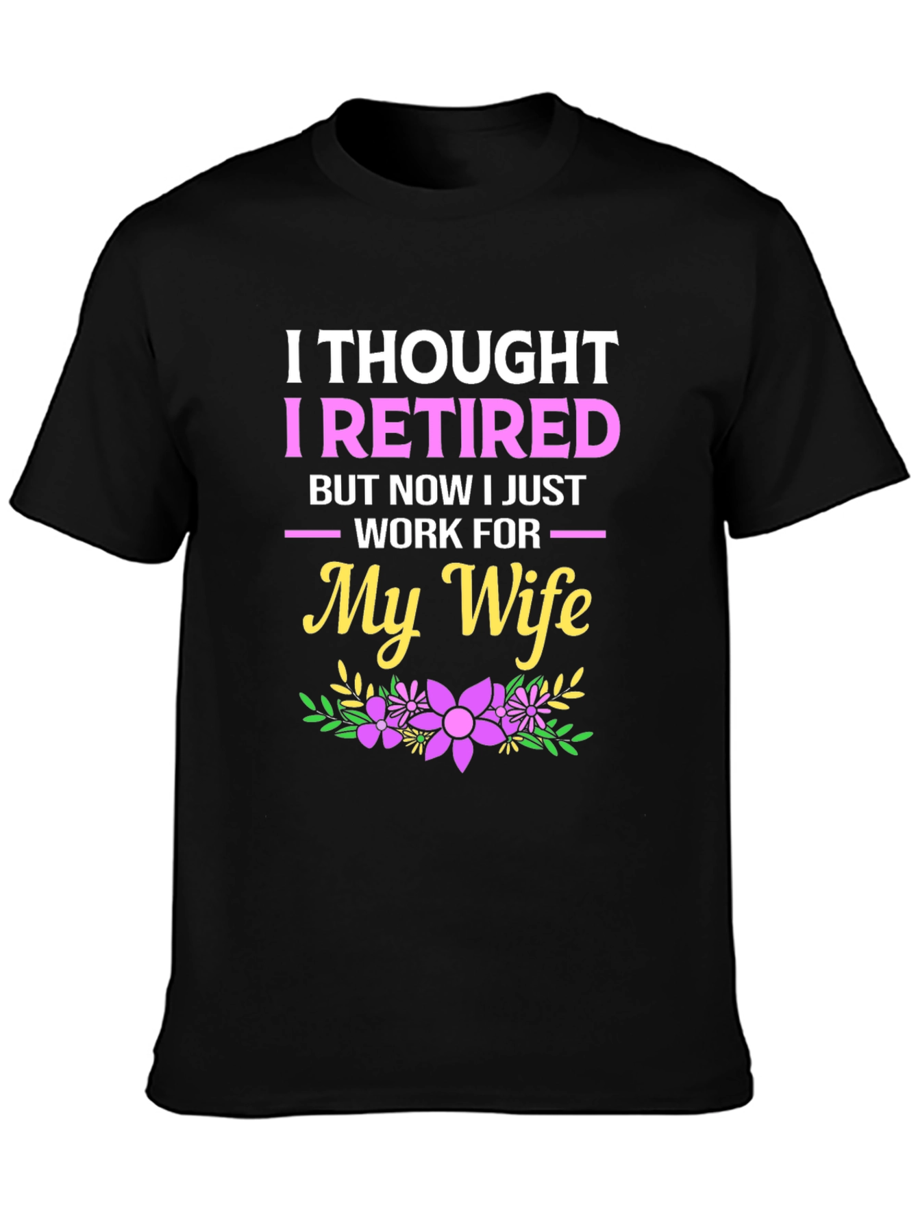 Black Retired Funny Graphic T-Shirt view 3