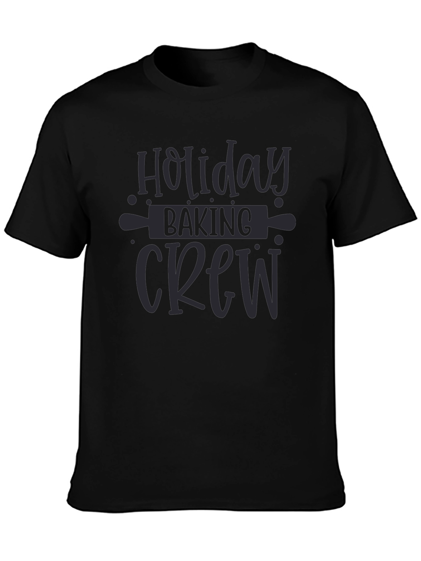 Black Holiday Baking Crew Graphic Tee - Unisex Black T-Shirt view 3