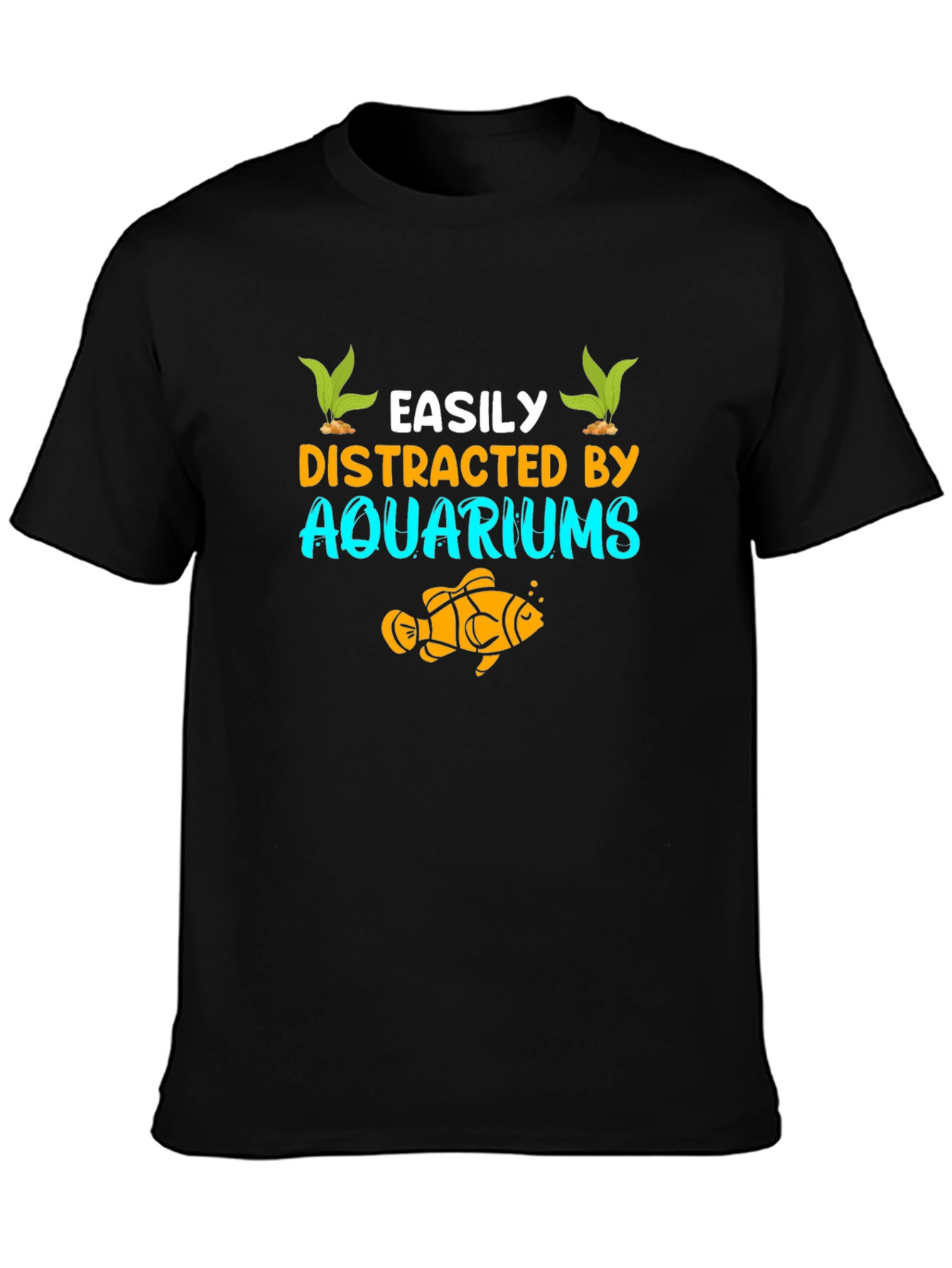 Black Easily Distracted by Aquariums Graphic T-Shirt view 3