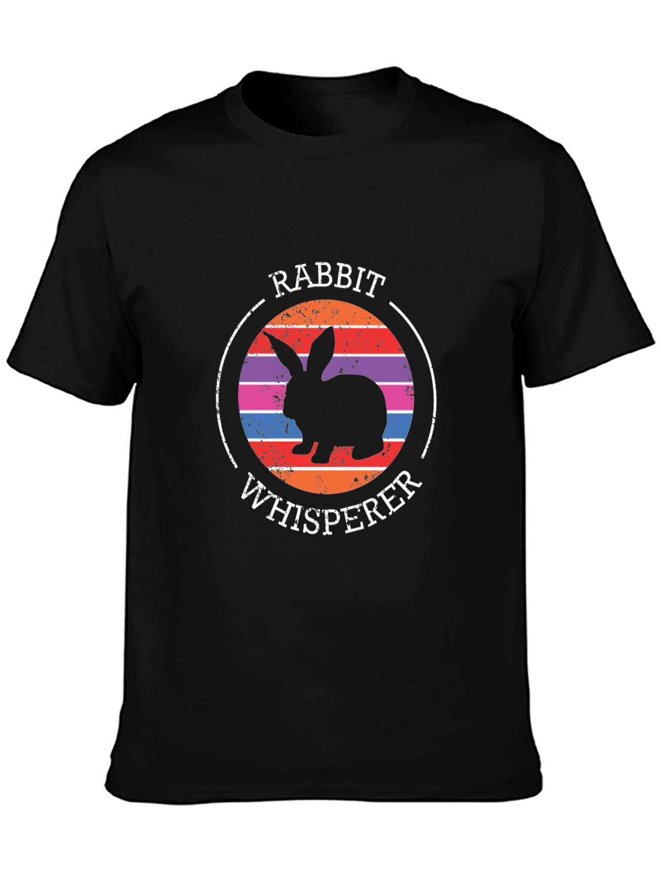 Black Rabbit Whisperer Graphic Tee - Unisex Black T-Shirt view 3