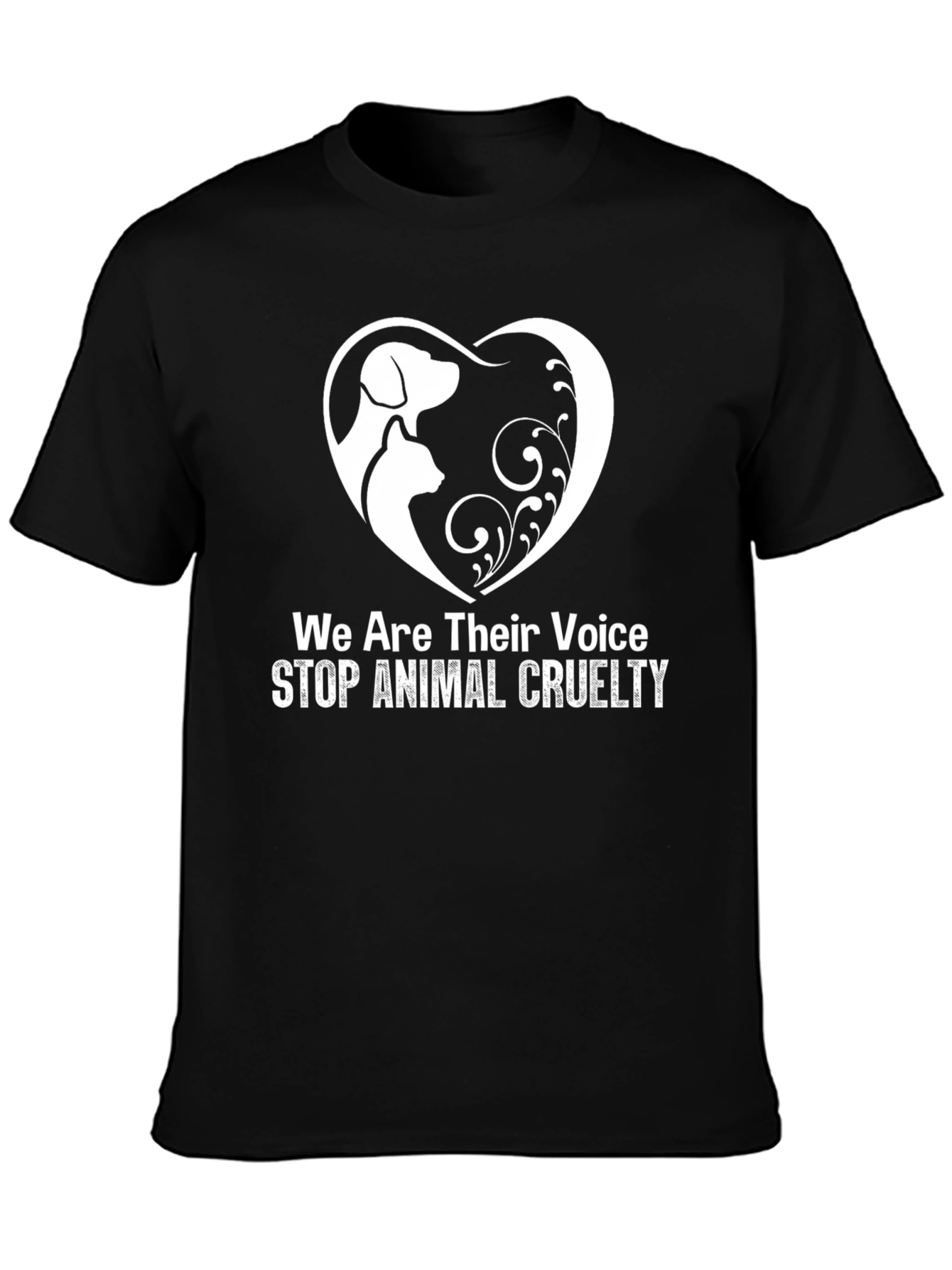 Black Animal Rights T-Shirt - Stop Animal Cruelty Design view 3