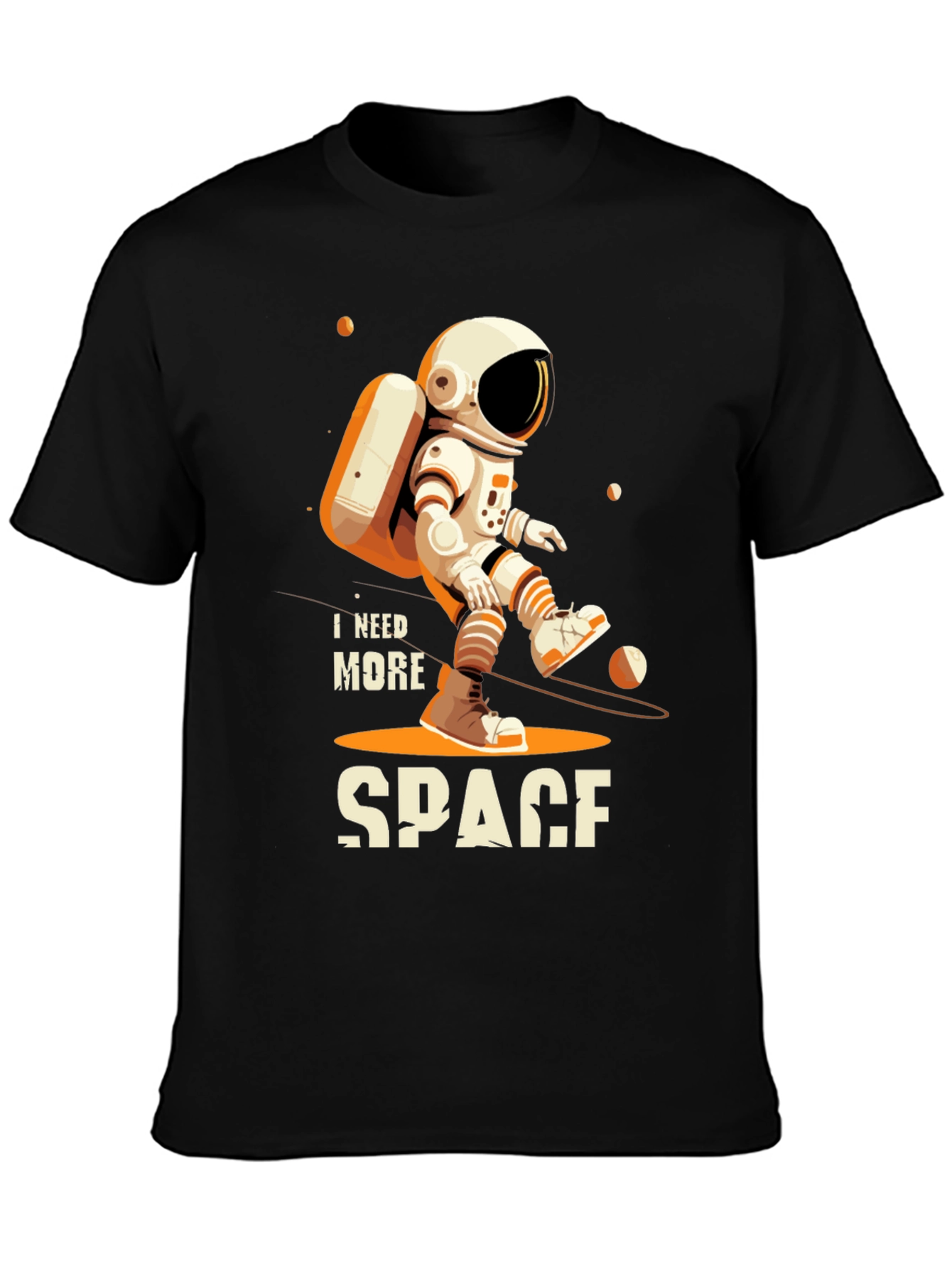 Black I Need More Space Astronaut Graphic T-Shirt view 3