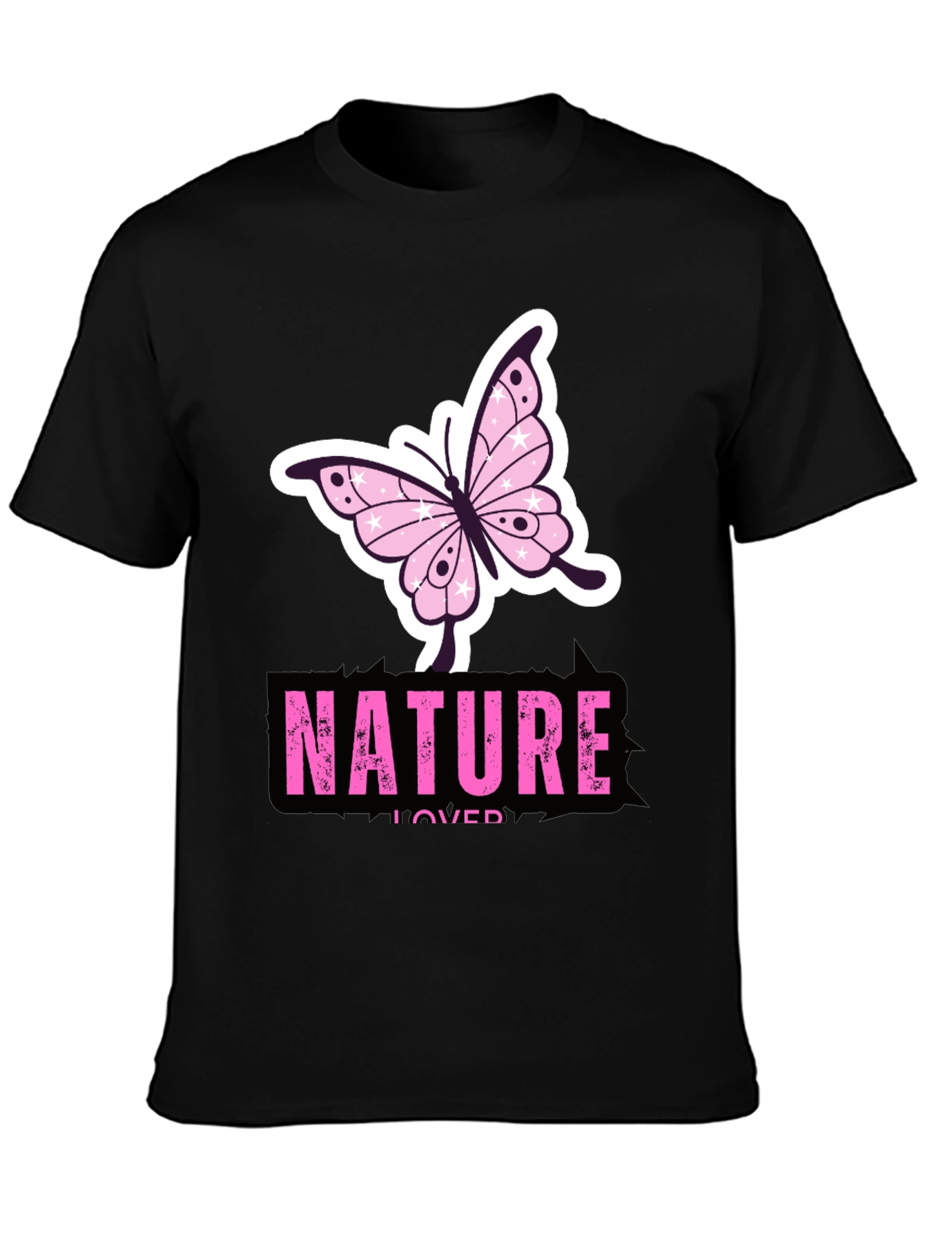 Black Nature Lover Butterfly Graphic T-Shirt view 3