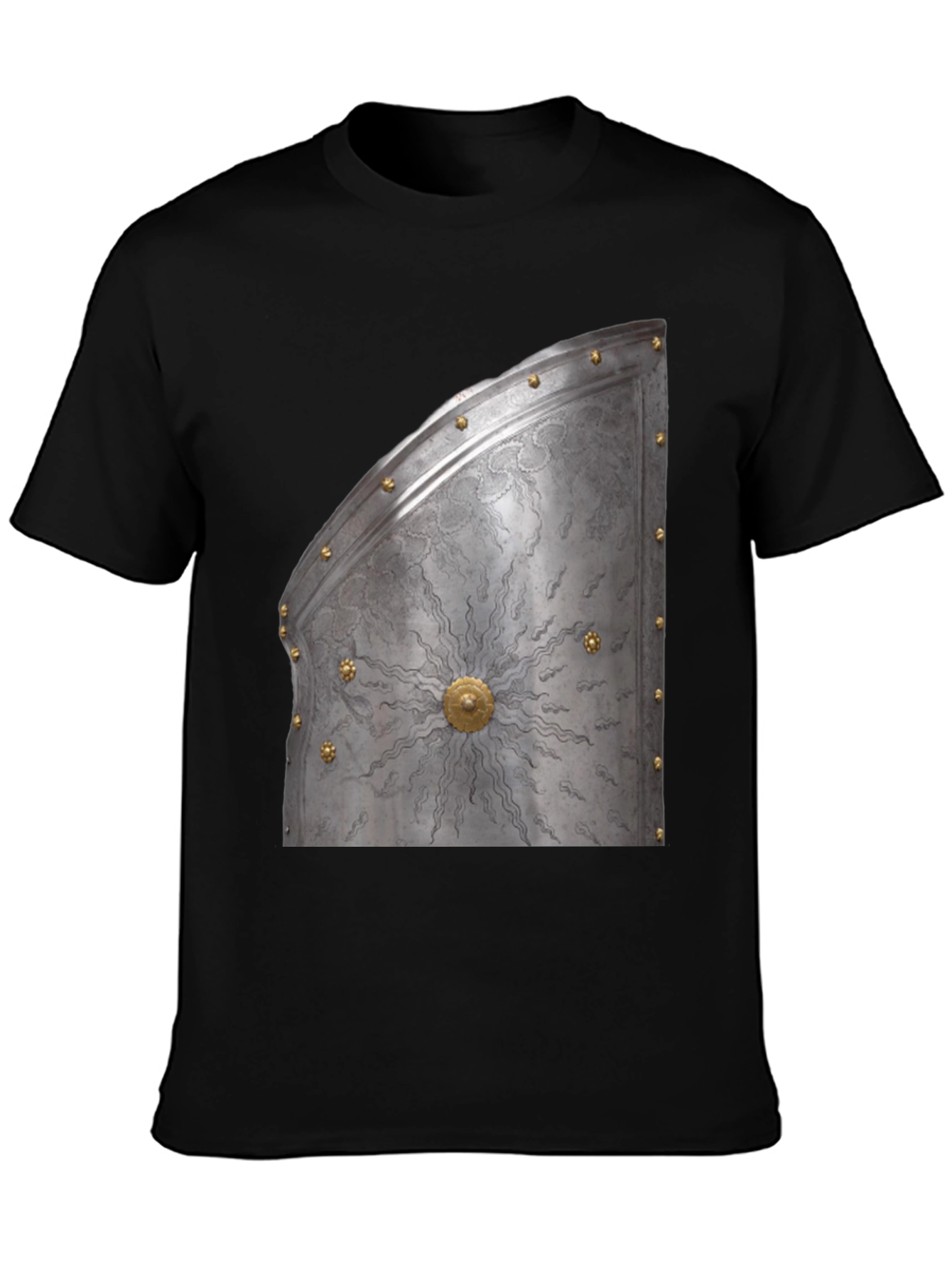 Black Medieval Knight Armor Graphic Tee - Unique Design view 3