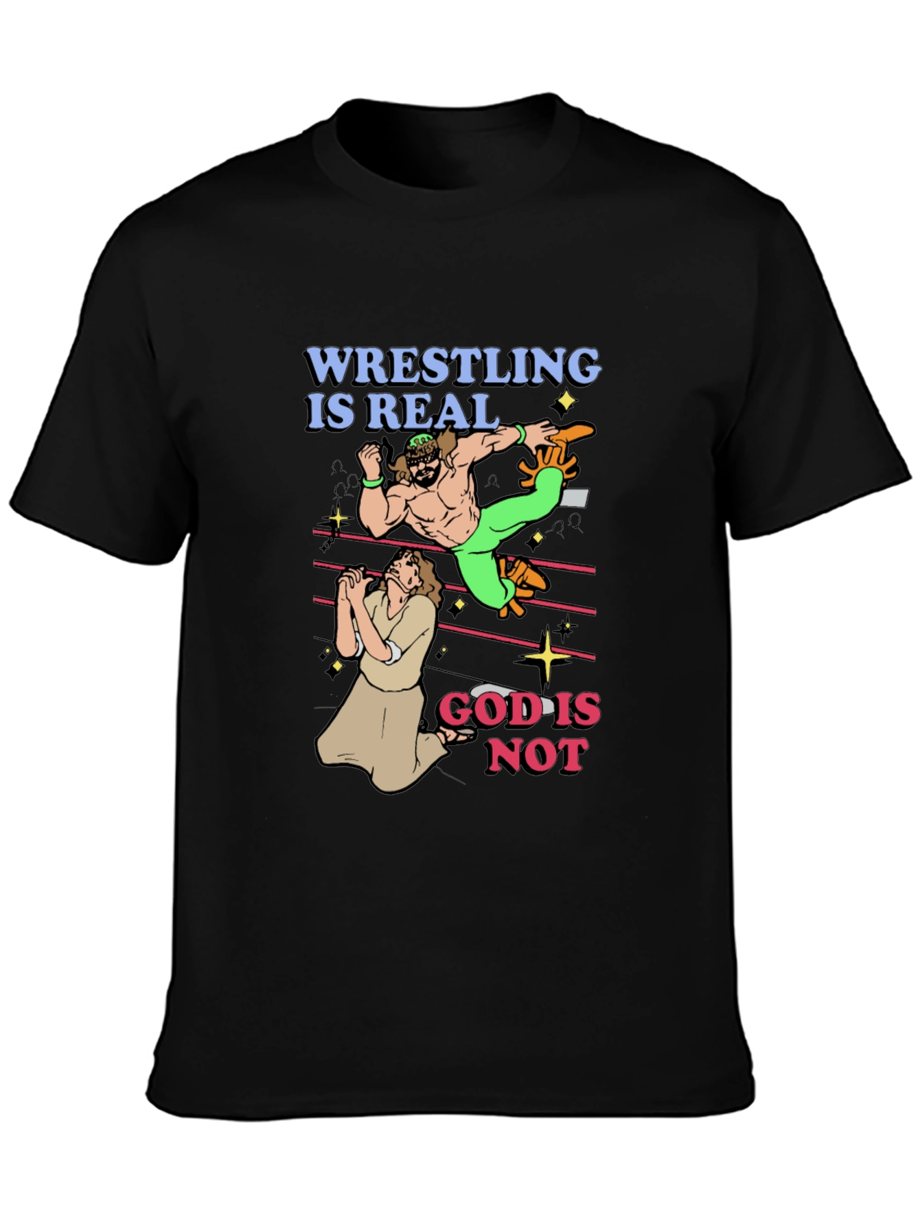 Black Wrestling is Real - Funny Graphic T-Shirt view 3