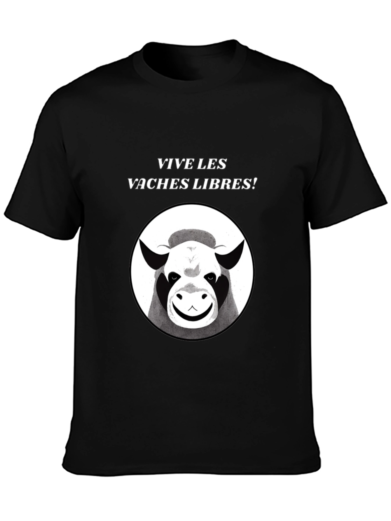 Black Vive Les Vaches Libres! Graphic Tee view 3