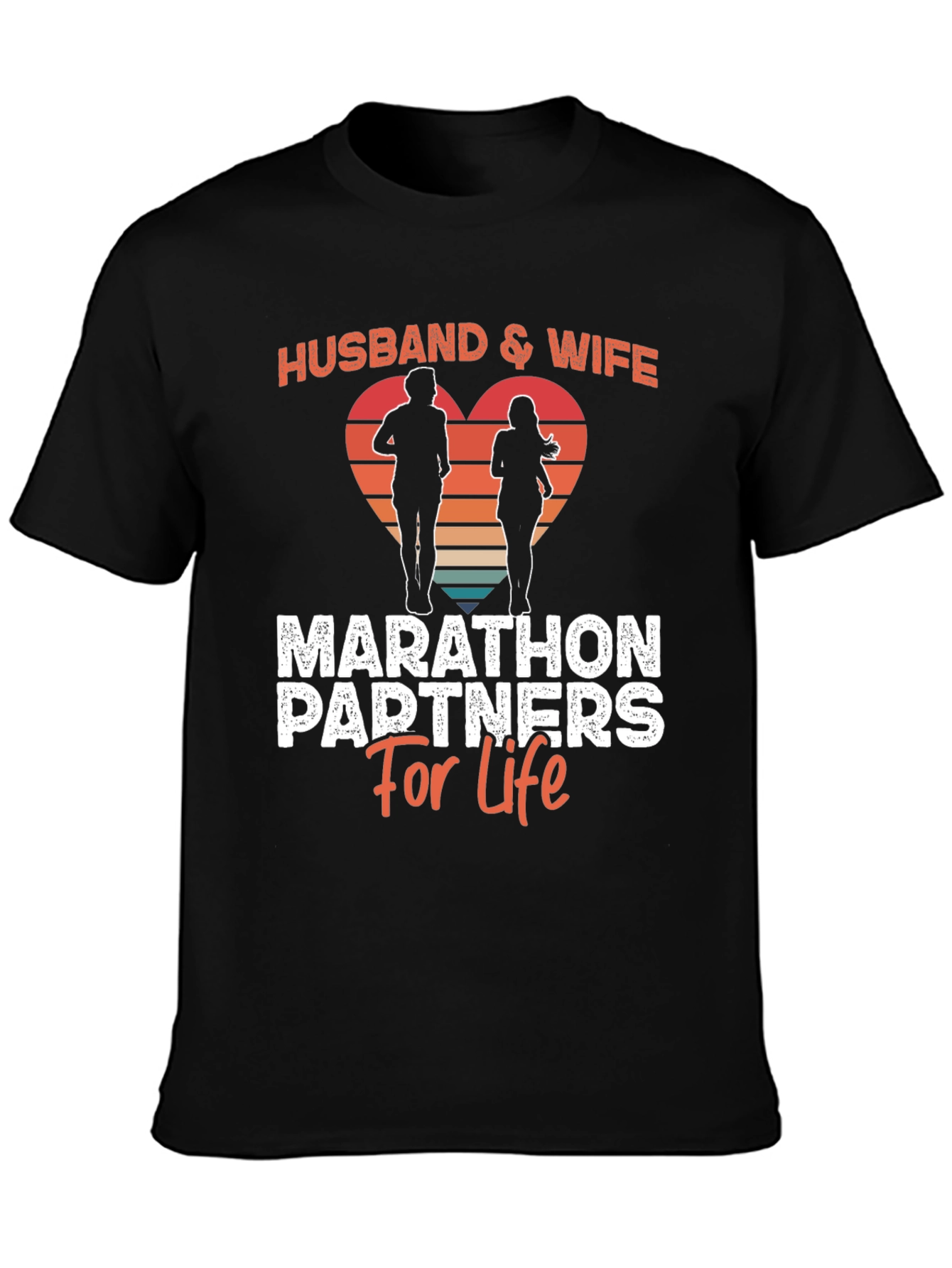 Black Husband & Wife Marathon Partners T-Shirt view 3