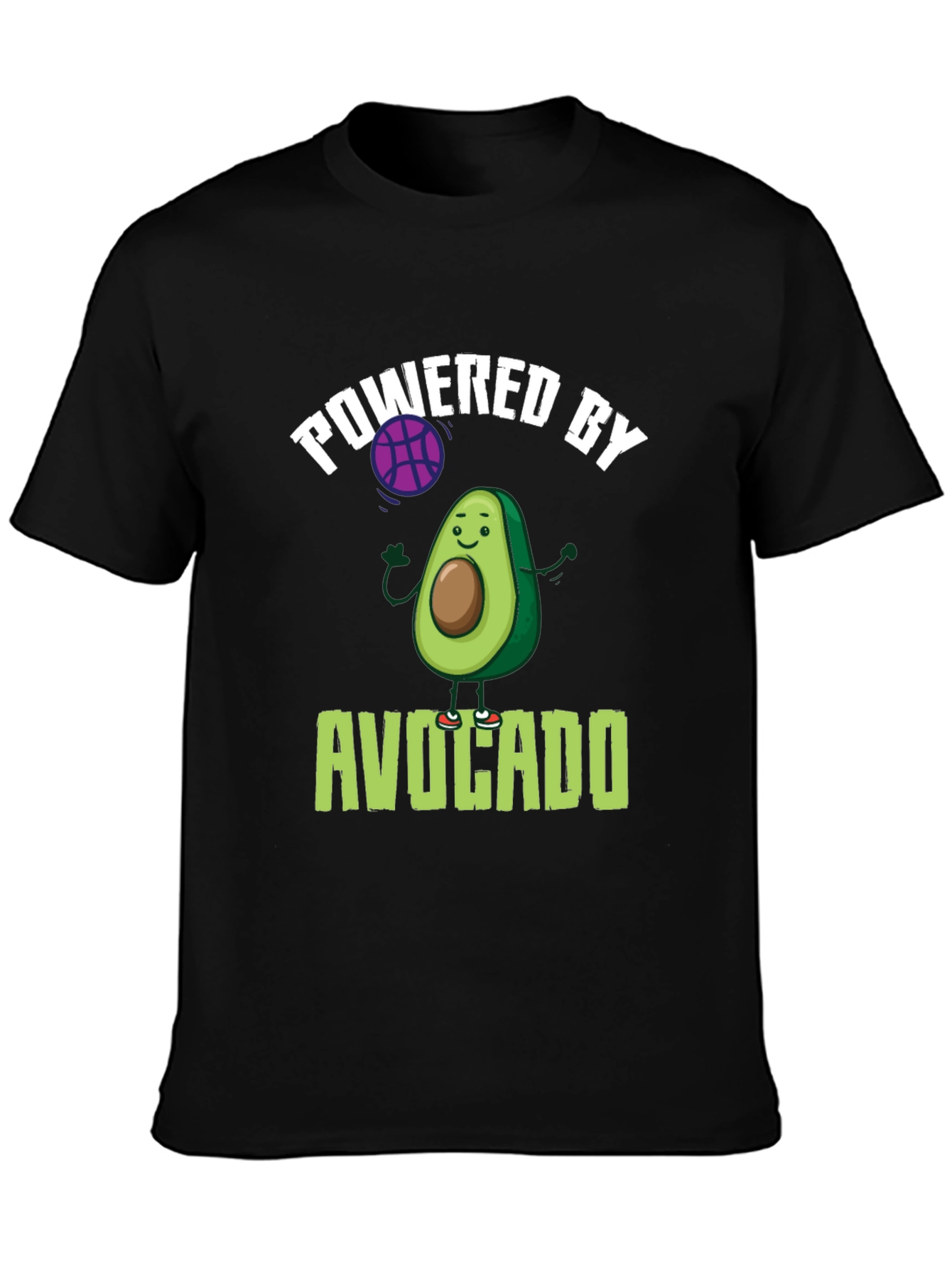 Black Powered by Avocado Black T-Shirt view 3