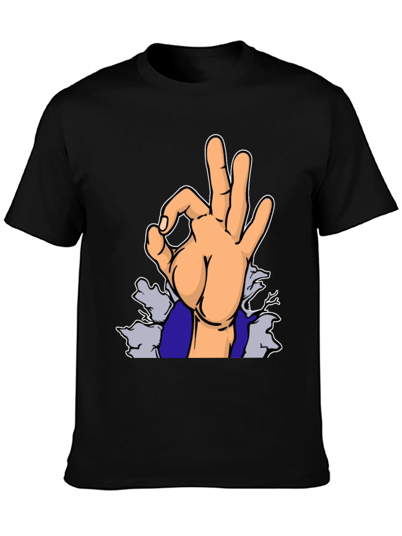 Black "OK" Hand Gesture Graphic T-Shirt view 3