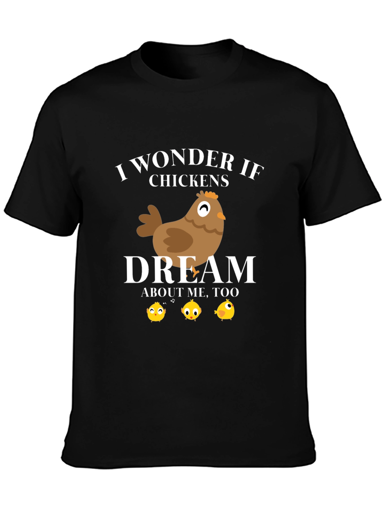 Black Funny Chicken Dream Graphic T-Shirt view 3