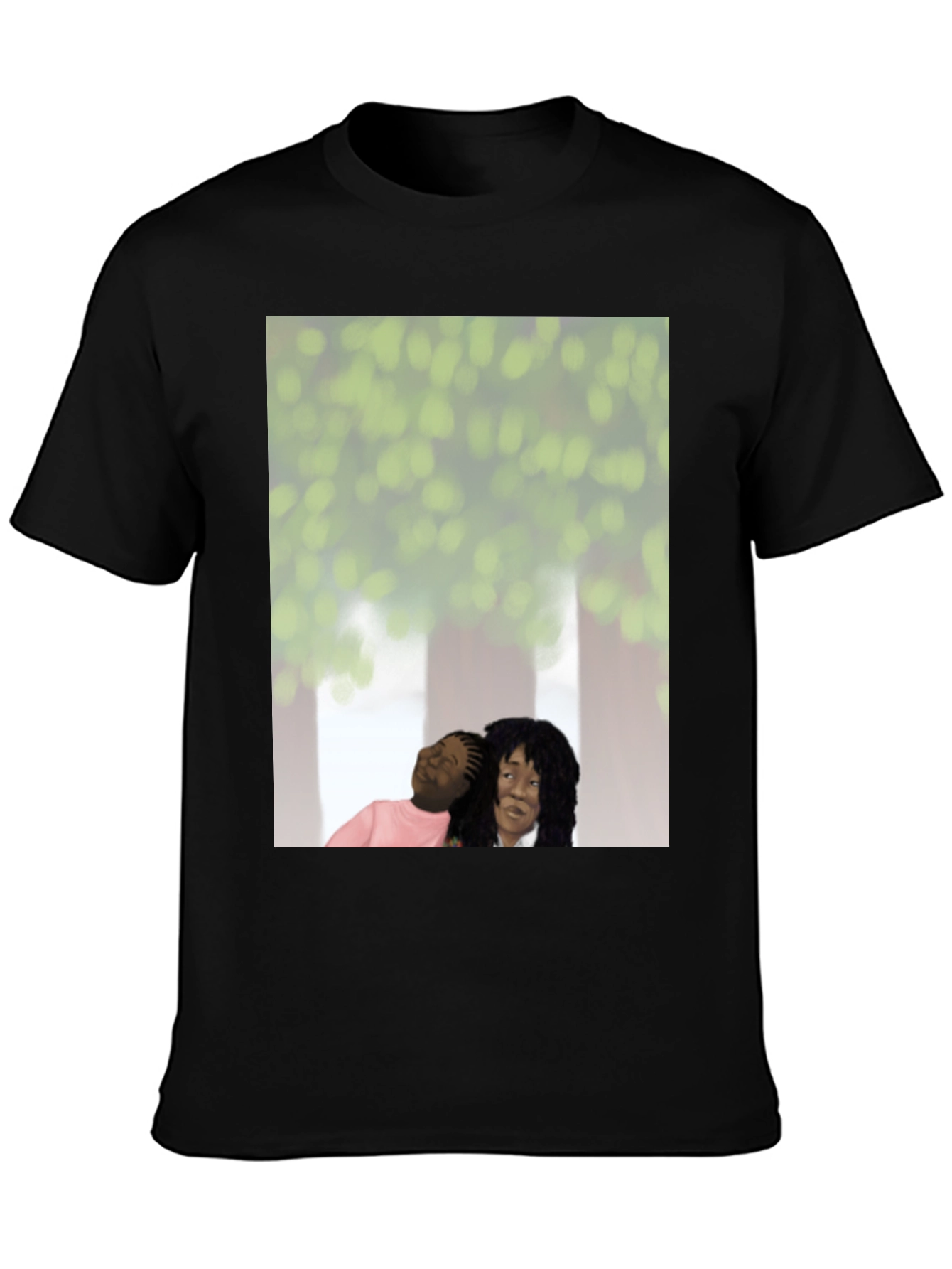 Black Unique Graphic Tee - Embracing Love view 3