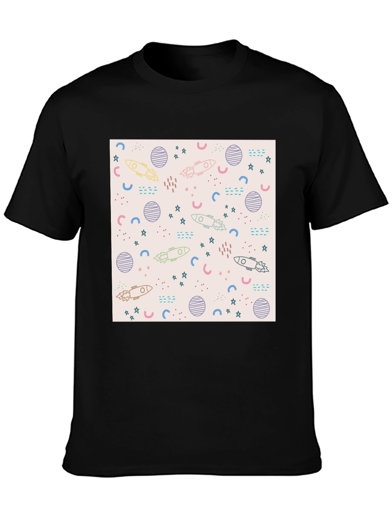 Galaxy Rocket Print Black T-Shirt - 3