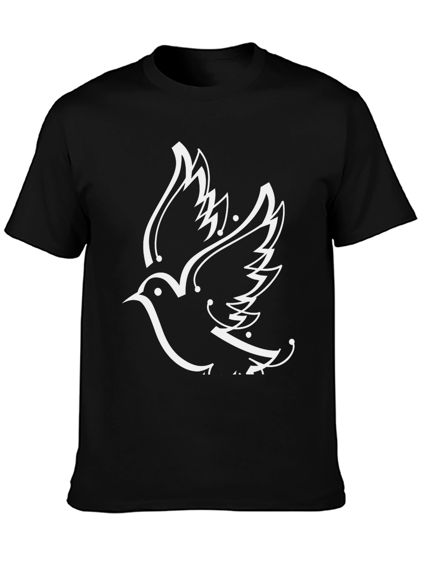 Black Black T-Shirt with Dove Graphic view 3