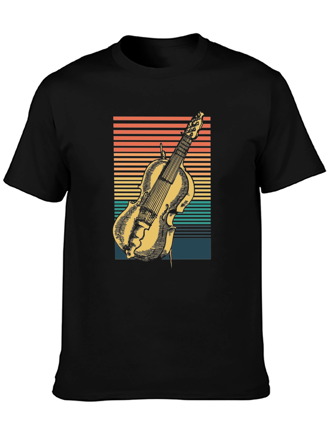 Black Vintage Violin T-Shirt - Retro Music Lover Tee view 3