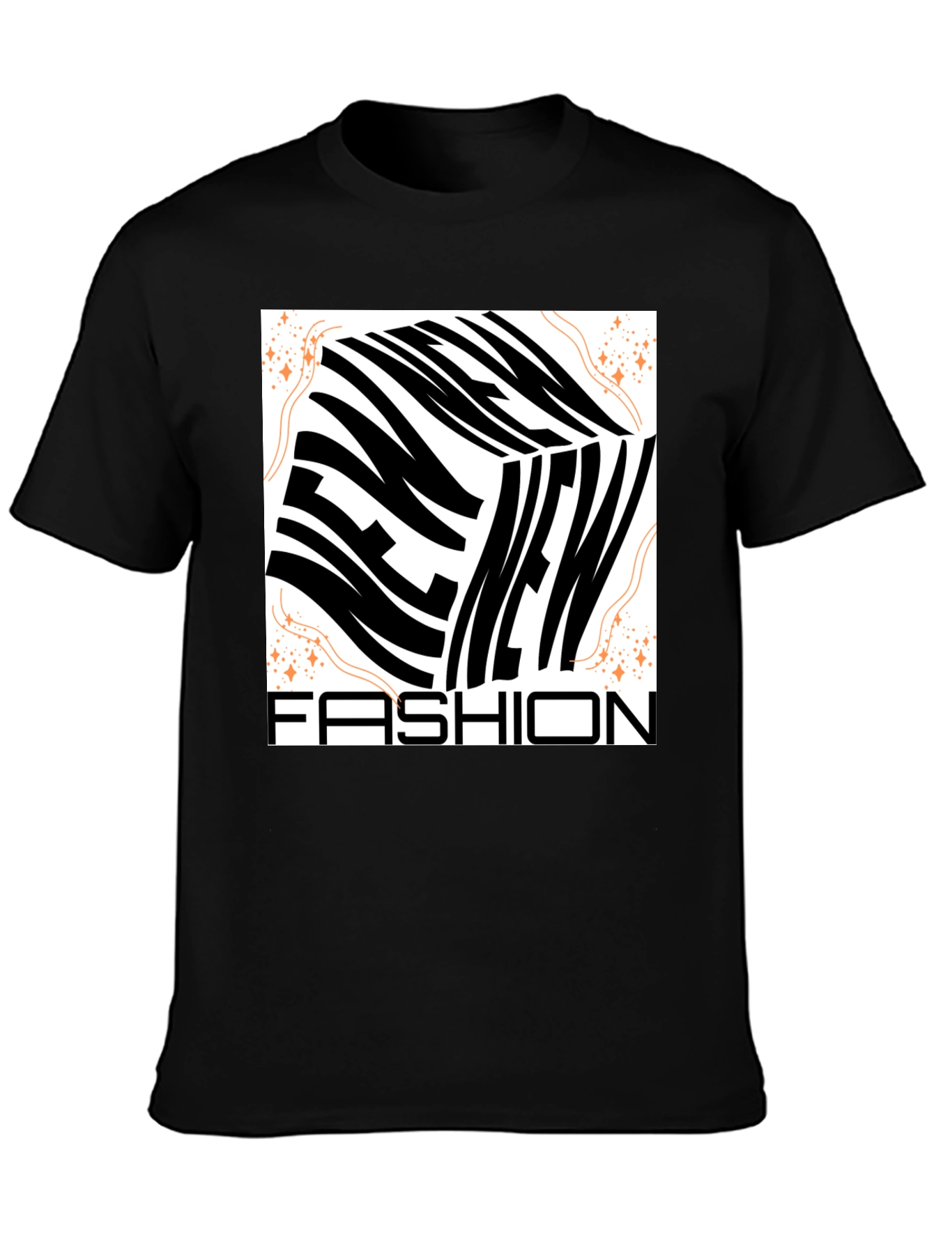 Black New Fashion Graphic Tee - Men's Black Crew Neck view 3