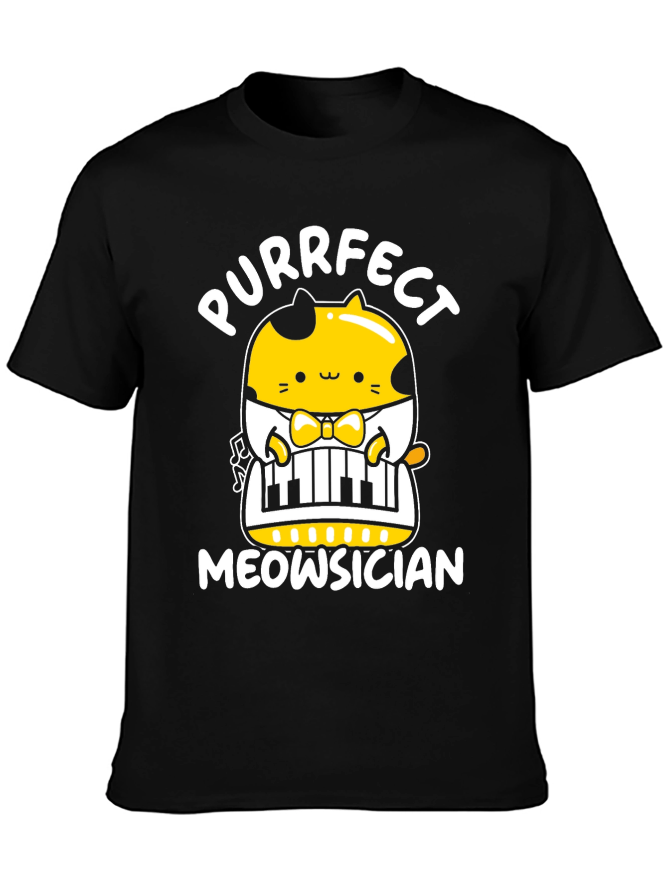 Black Purrfect Meowsician T-Shirt view 3