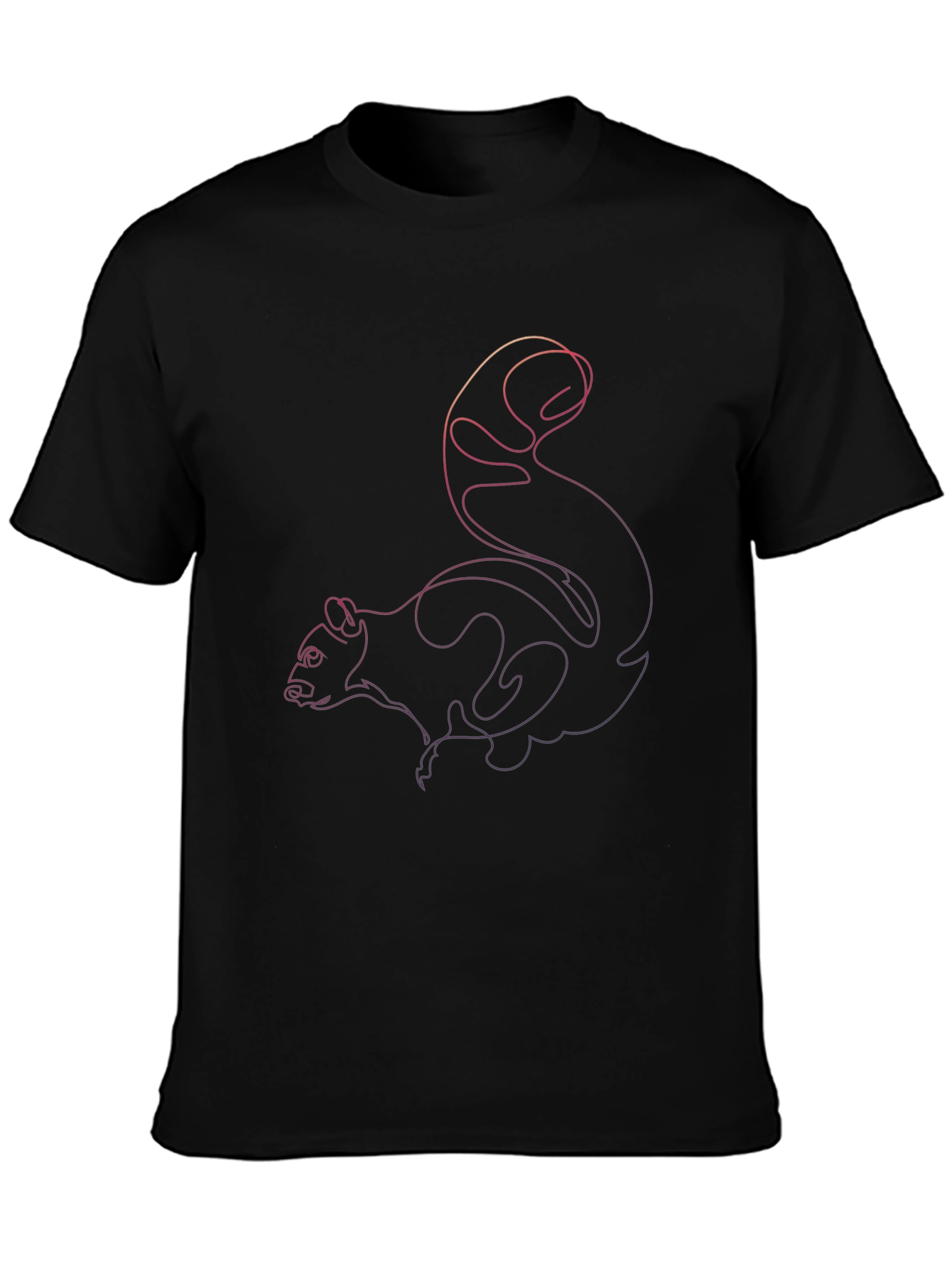 Black Squirrel Line Art Graphic Tee - Black Unisex T-Shirt view 3