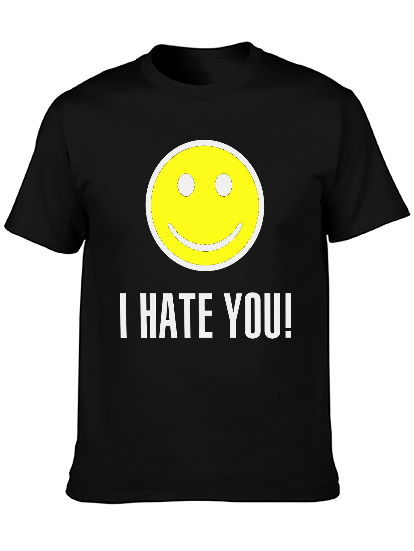 Black I HATE YOU! Smiley Face Graphic T-Shirt view 3