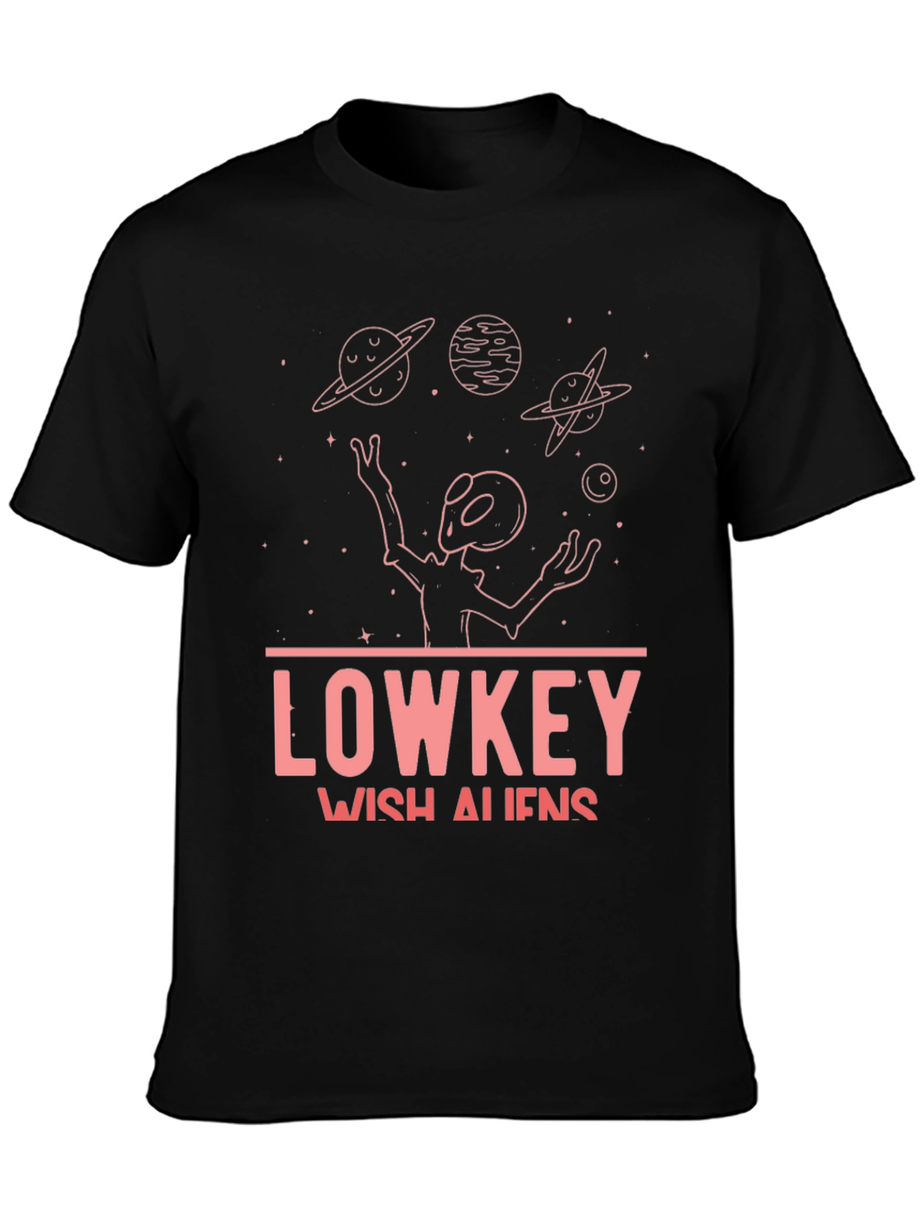 Black Lowkey Wish Aliens Black T-Shirt view 3