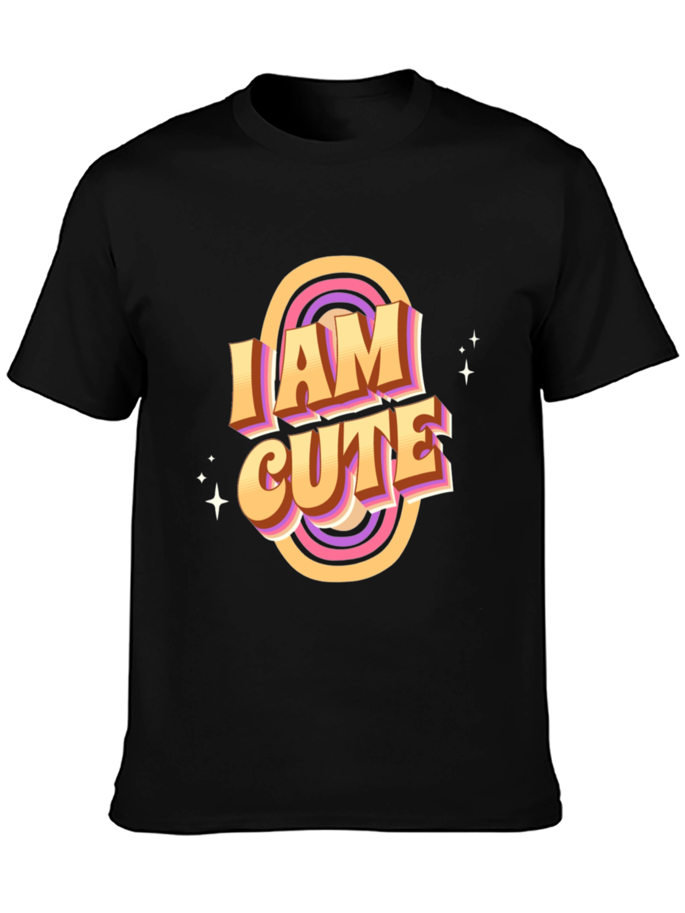 Black I Am Cute Graphic T-Shirt - Retro Style view 3