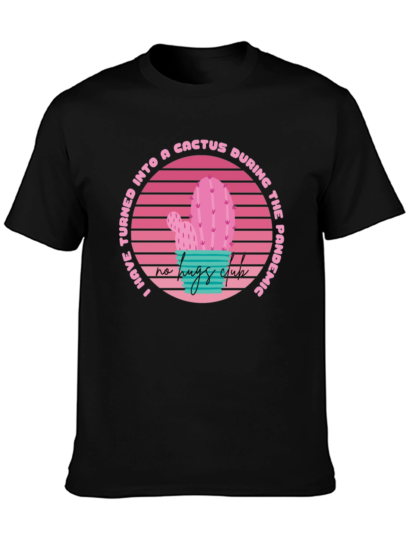 Black Cactus Pandemic T-Shirt: No Hugs Club Tee view 3