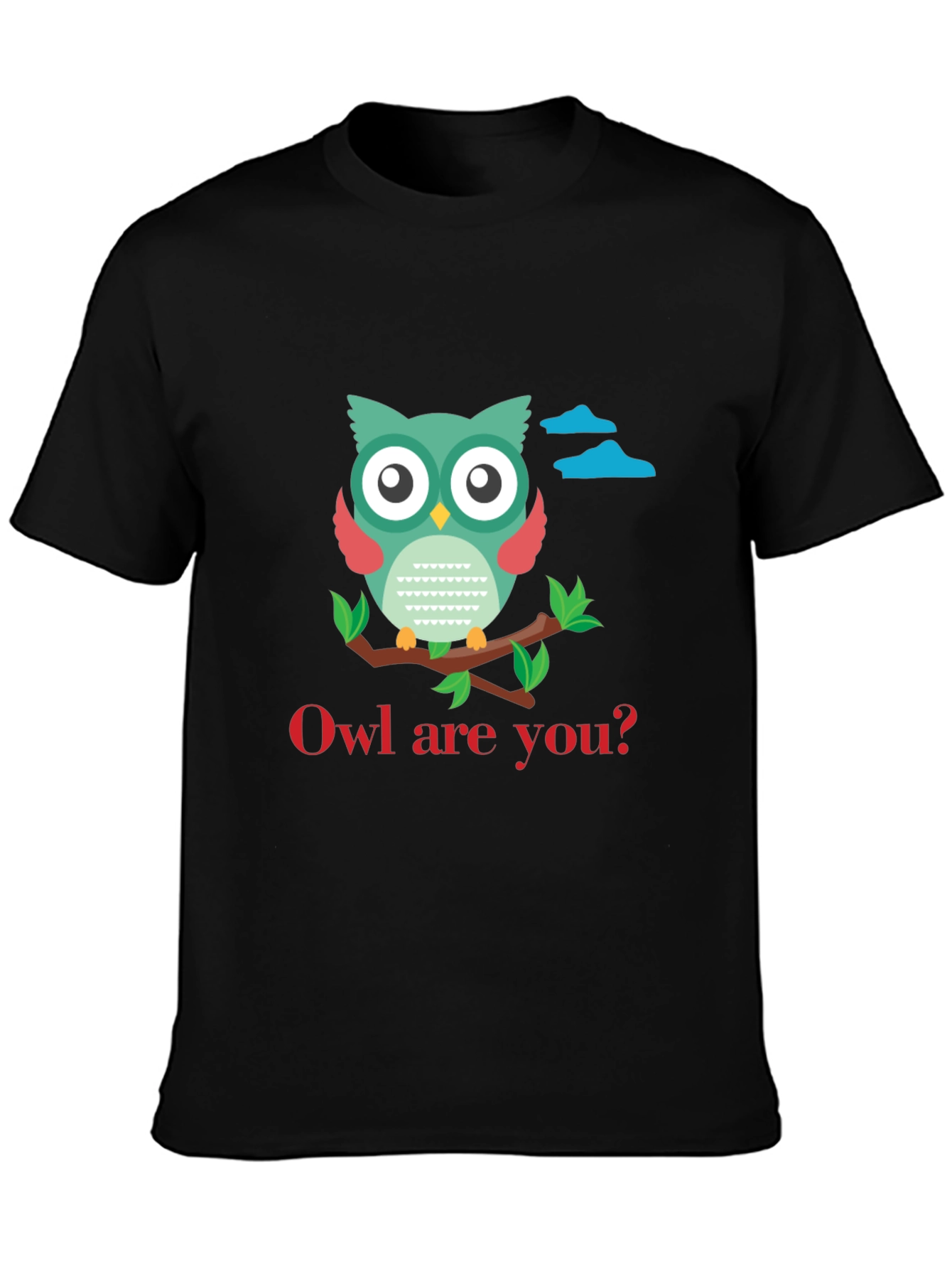 Black Owl Are You T-Shirt - Cute Graphic Tee view 3