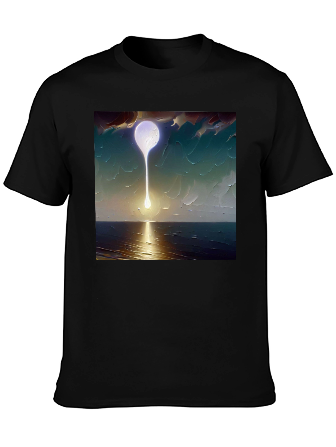 Black Abstract Moon T-Shirt - Artistic Graphic Tee view 3