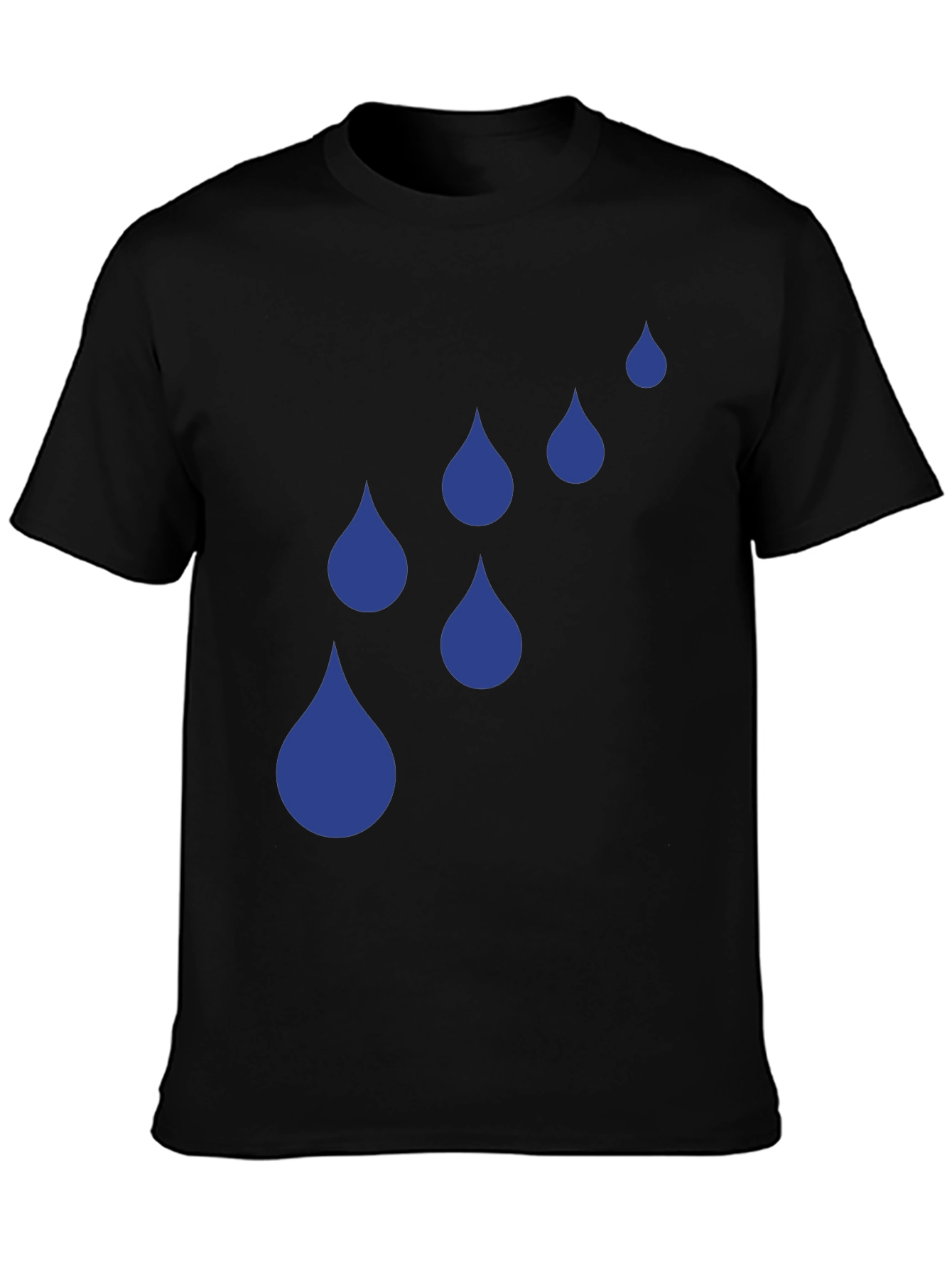 Black Blue Raindrop Graphic T-Shirt - Casual Style view 3