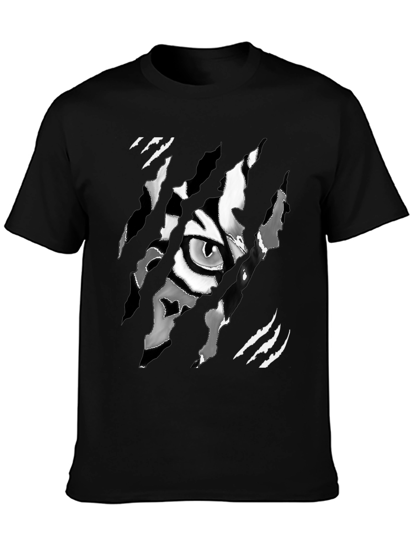 Black Tiger Eye Graphic Men's Black T-Shirt view 3