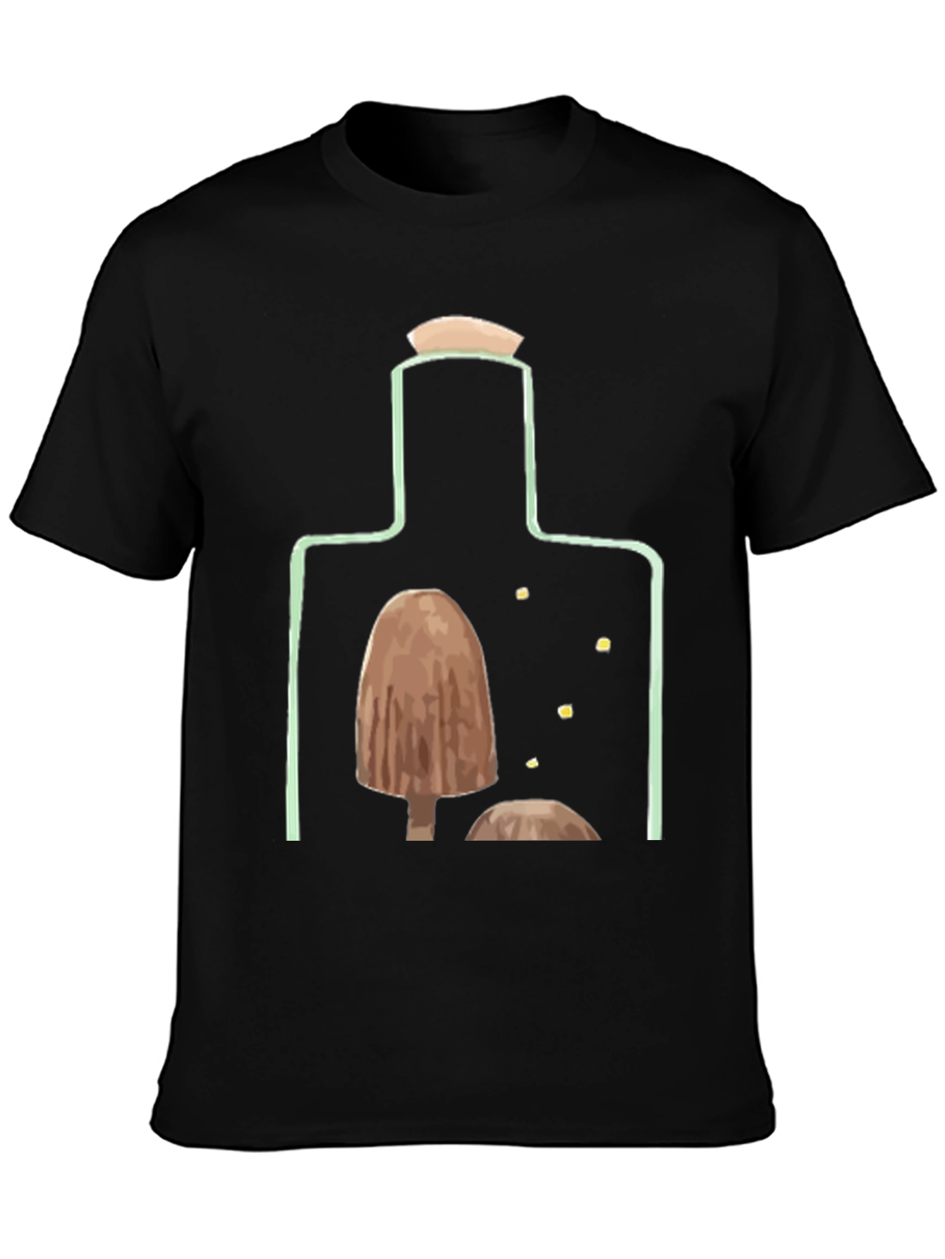 Black Mushroom Bottle Graphic T-Shirt view 3