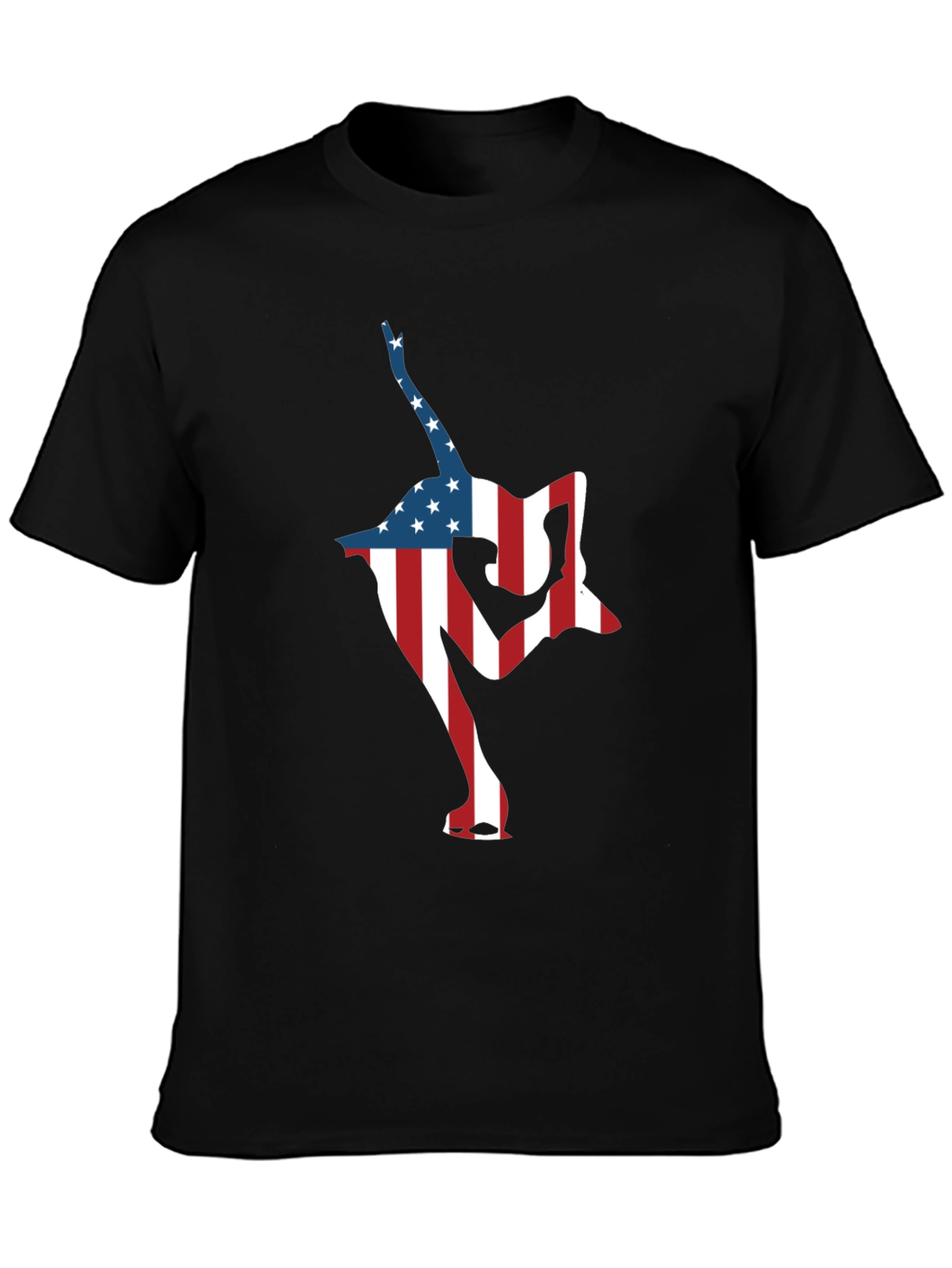 Black USA Flag Gymnast Black T-Shirt view 3