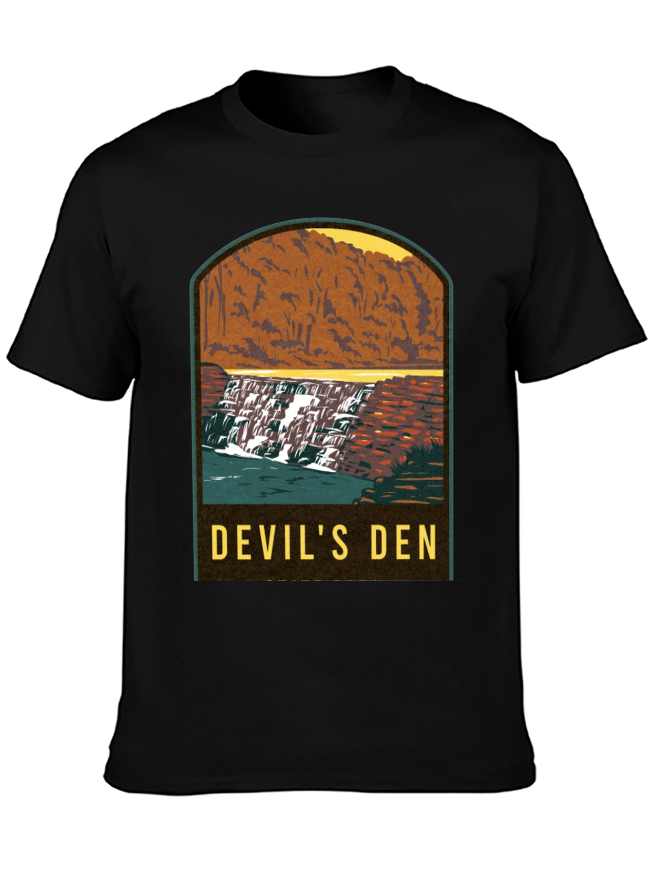 Black Devil's Den Waterfall Graphic Tee - Black view 3