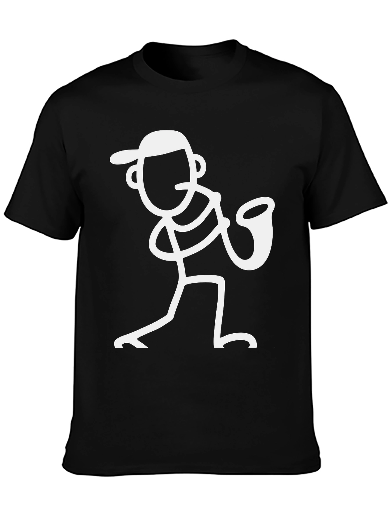 Black Saxophone Stick Figure Graphic Tee view 3