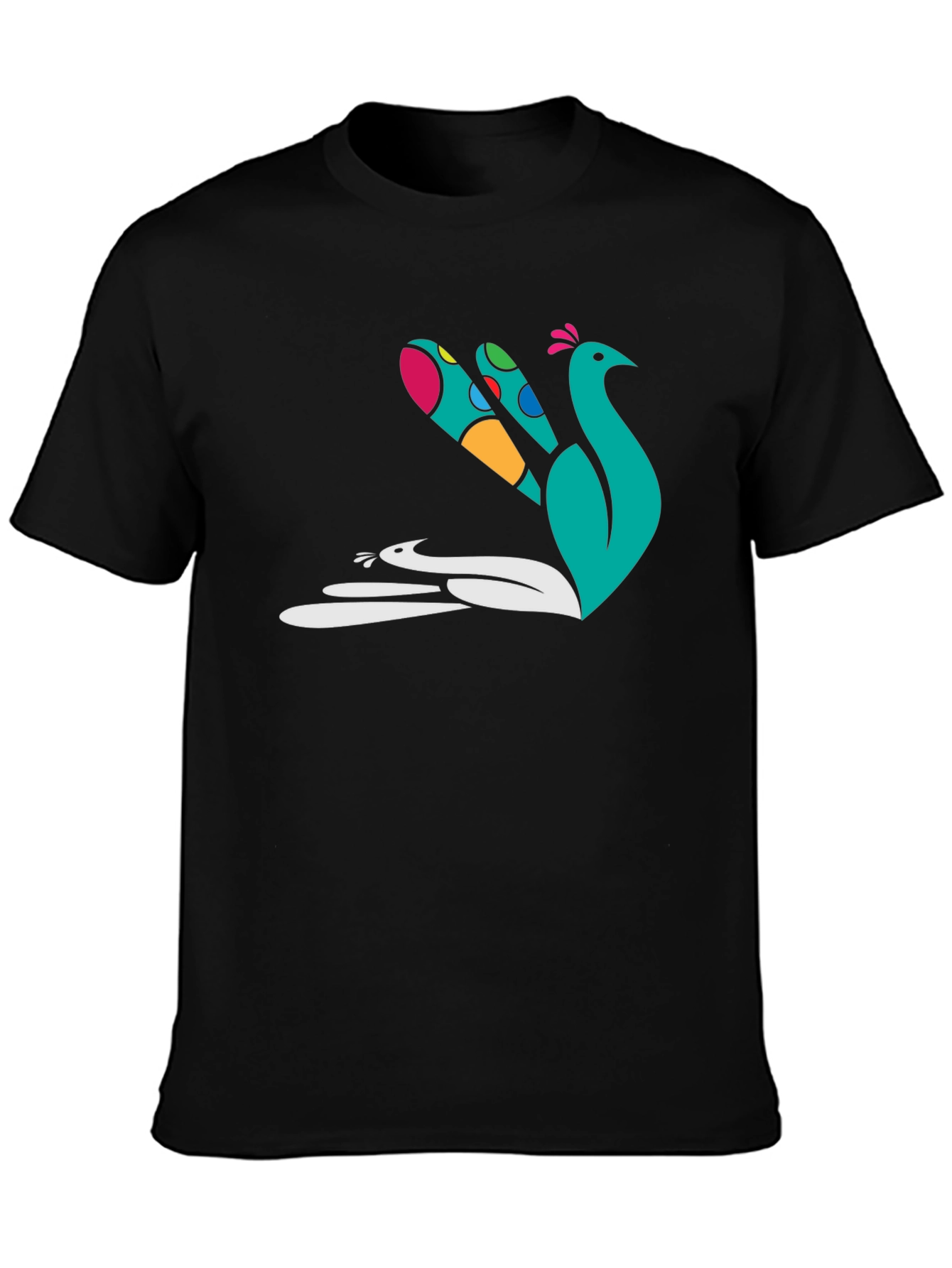 Black Peacock Graphic Tee - Stylish Cotton T-Shirt view 3