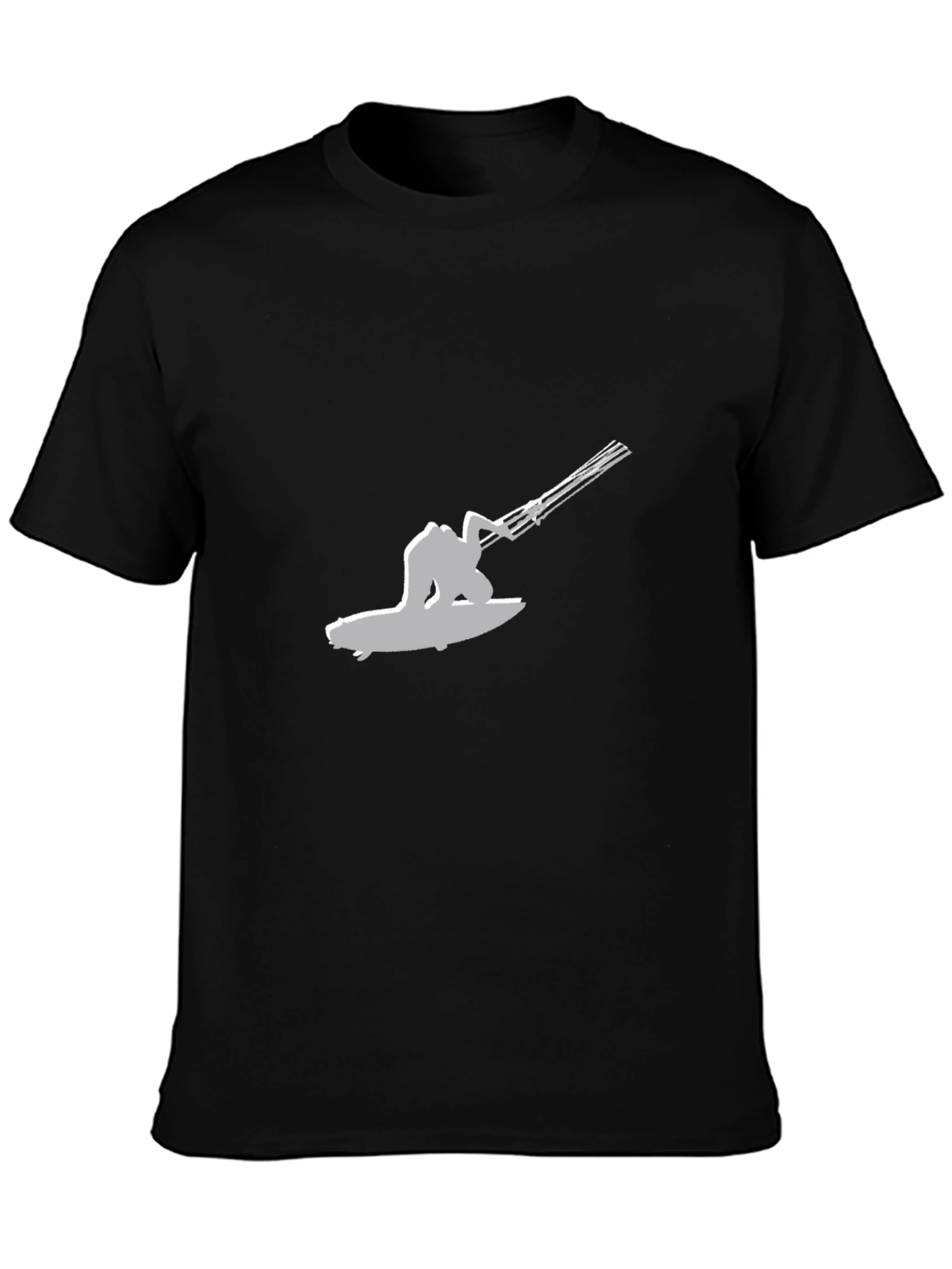 Black Kitesurfing Graphic Tee - Black Cotton T-Shirt view 3
