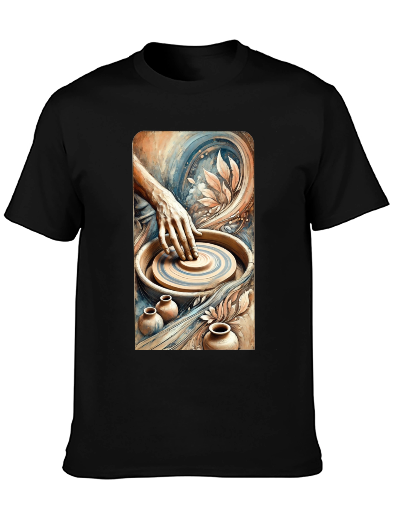 Black Artisan Pottery Tee - Wheel Throwing Design view 3
