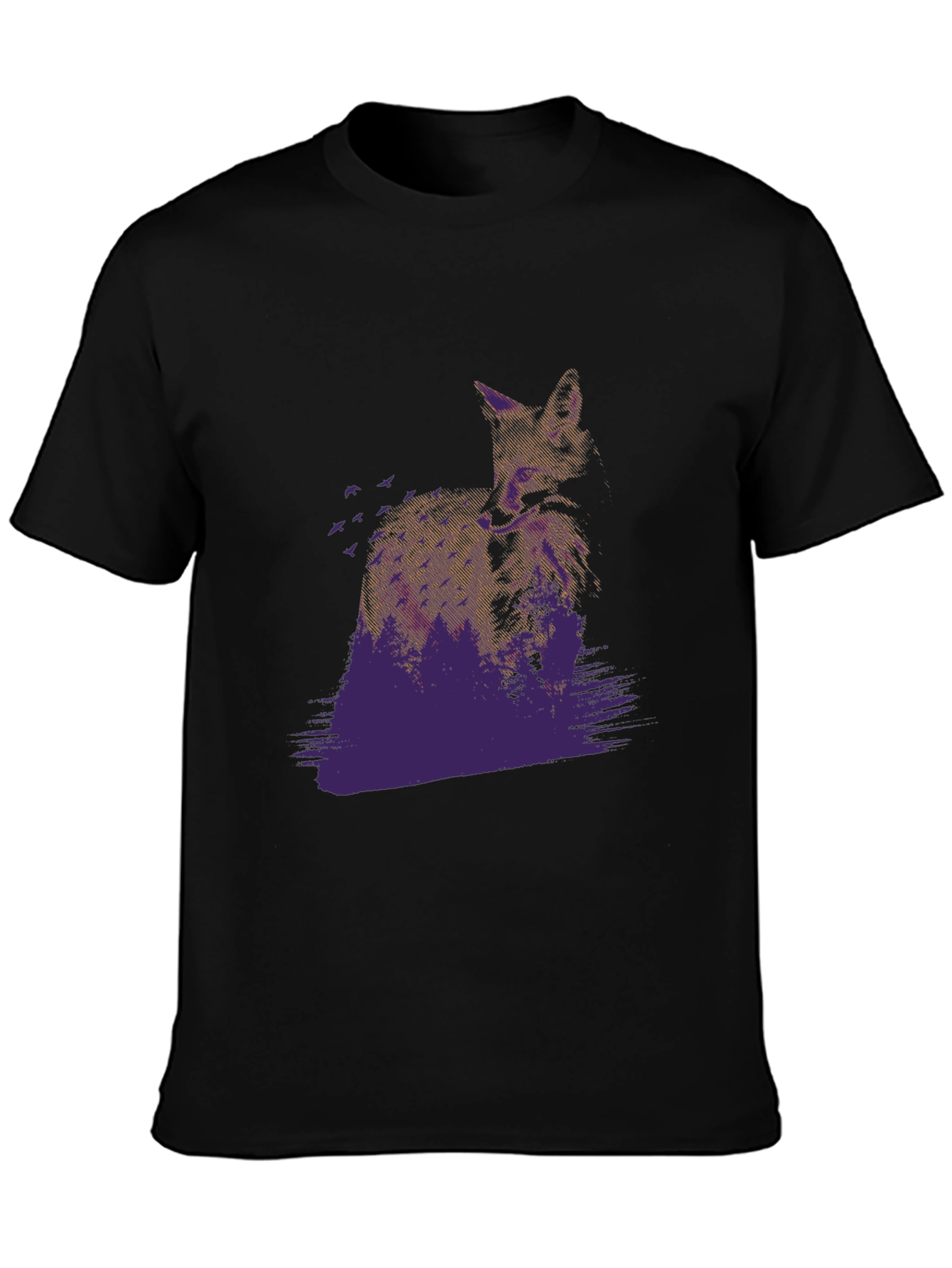 Black Fox & Forest Graphic Tee - Urban Style view 3