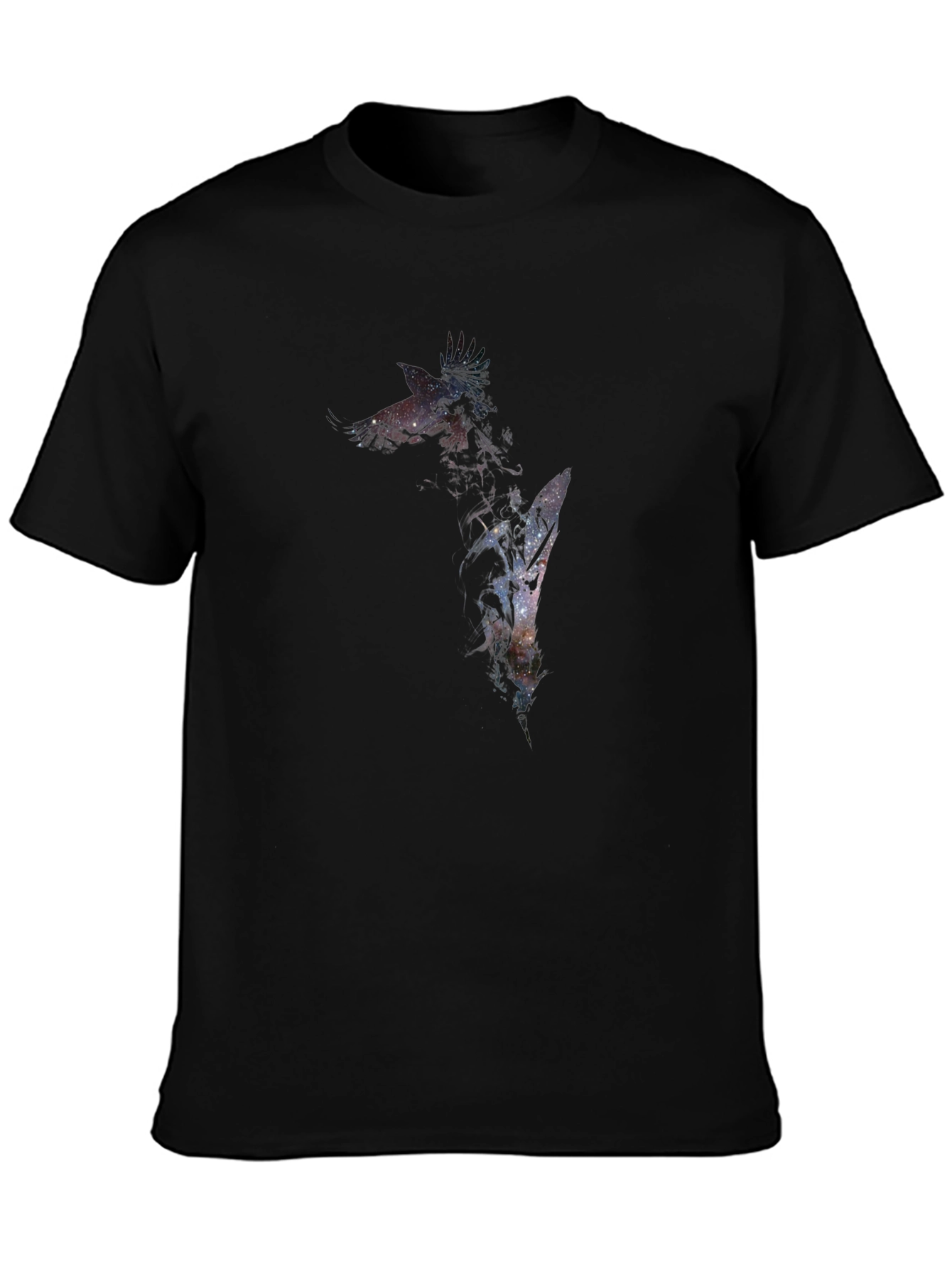 Black Galaxy Giraffe Graphic Tee - Men's Black T-Shirt view 3