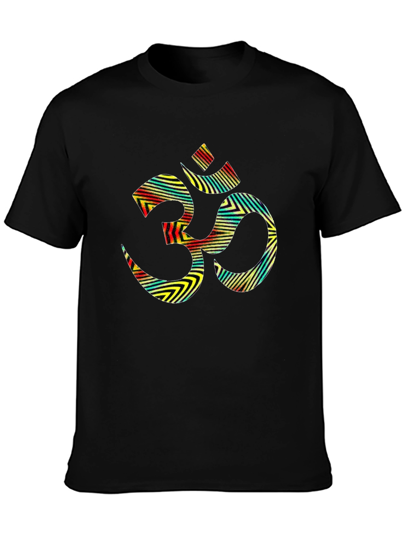 Black Om Symbol Graphic Tee - Black Cotton Blend view 3
