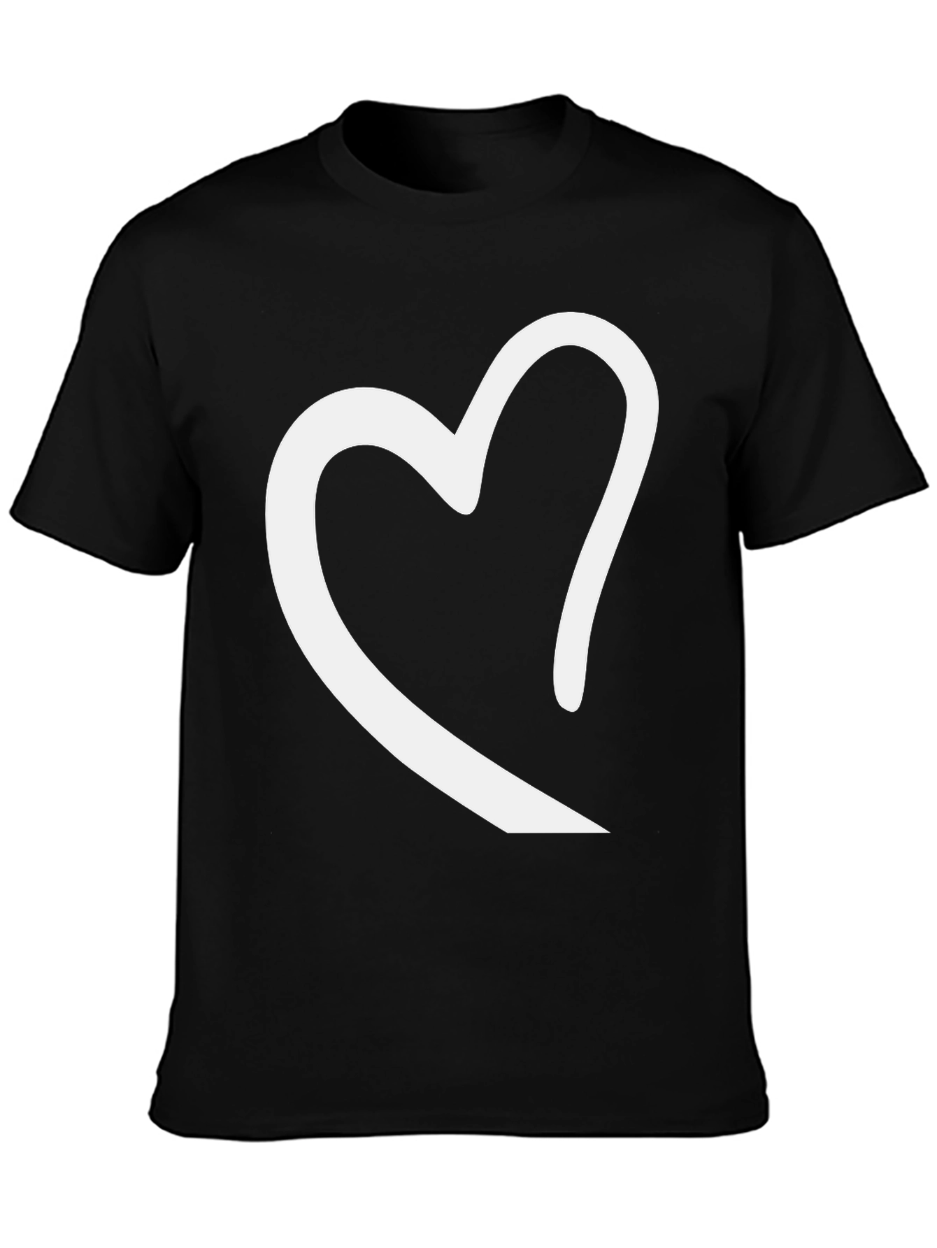 Black Black T-Shirt with White Heart Graphic view 3