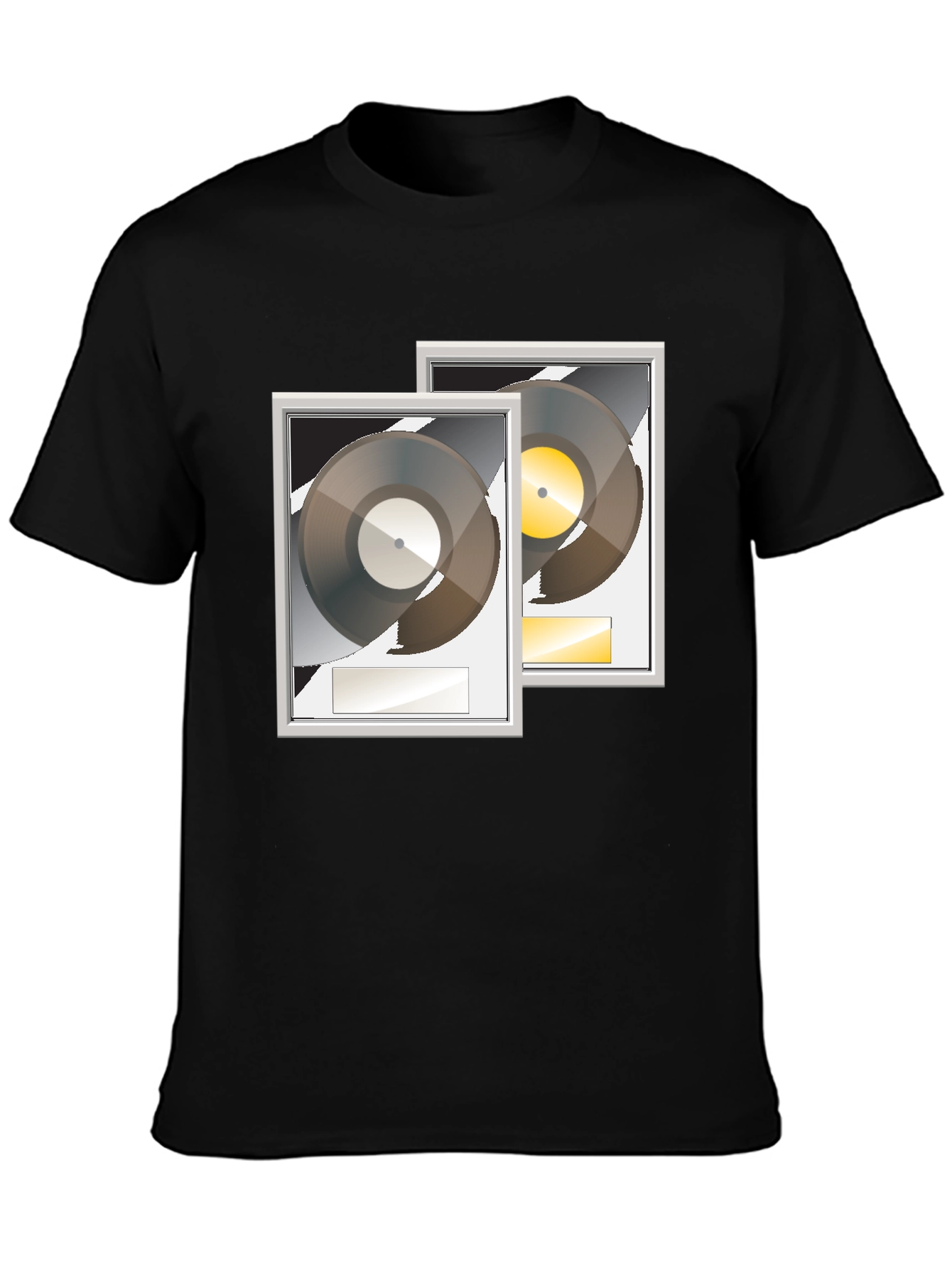 Black Black T-Shirt with Gold and Platinum Record Graphic view 3