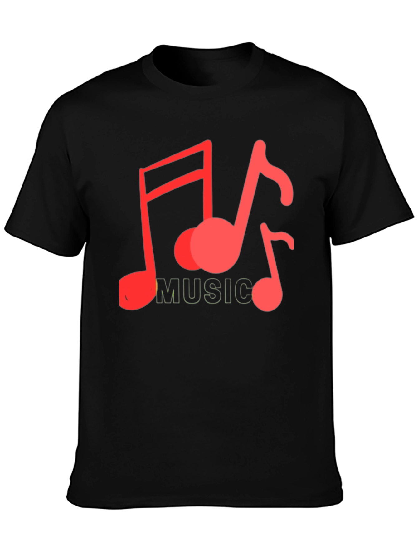Black Musical Notes Graphic Tee - Black Cotton Casual view 3