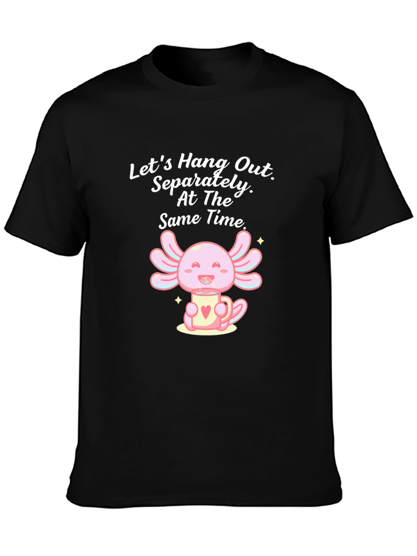 Black Cute Axolotl in Mug Graphic Tee view 3