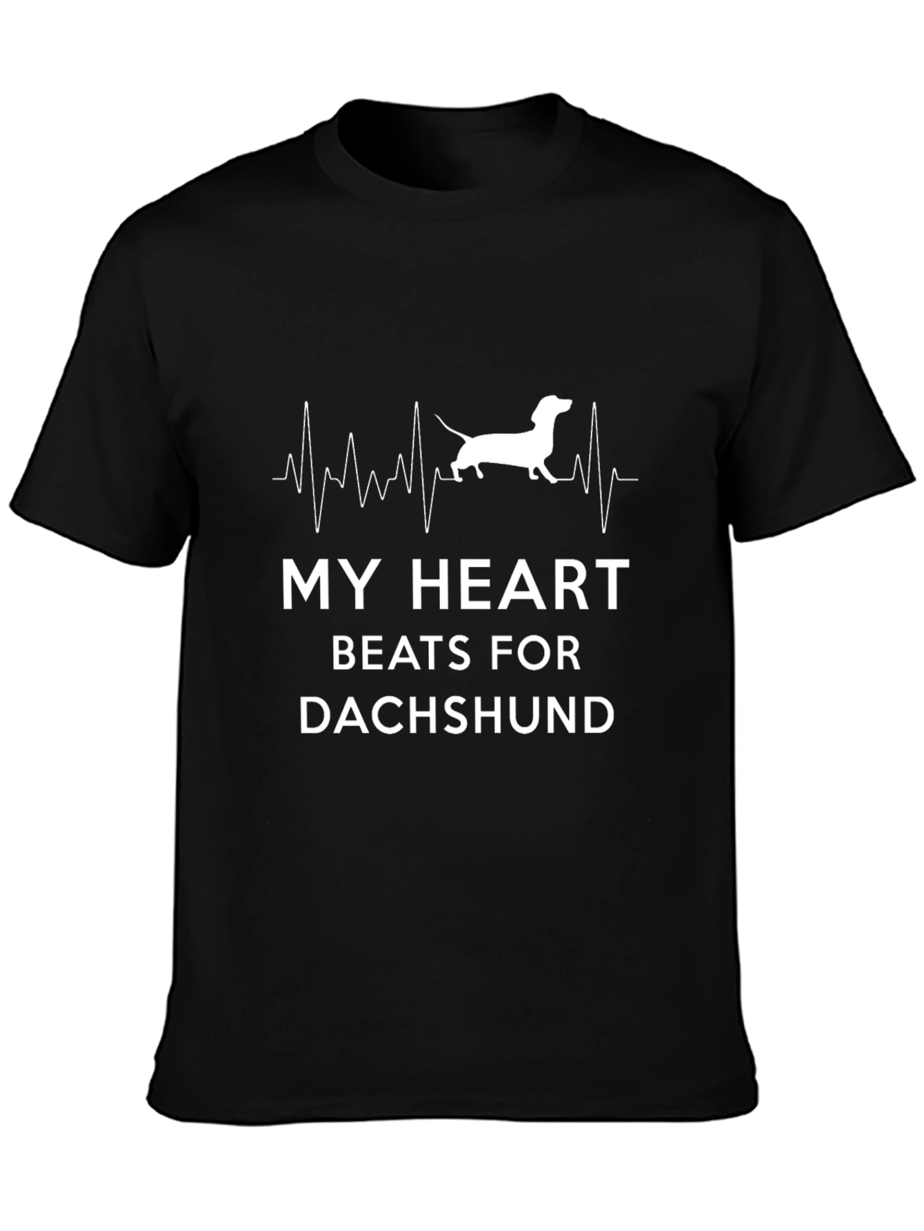 Black Dachshund Heartbeat T-Shirt view 3