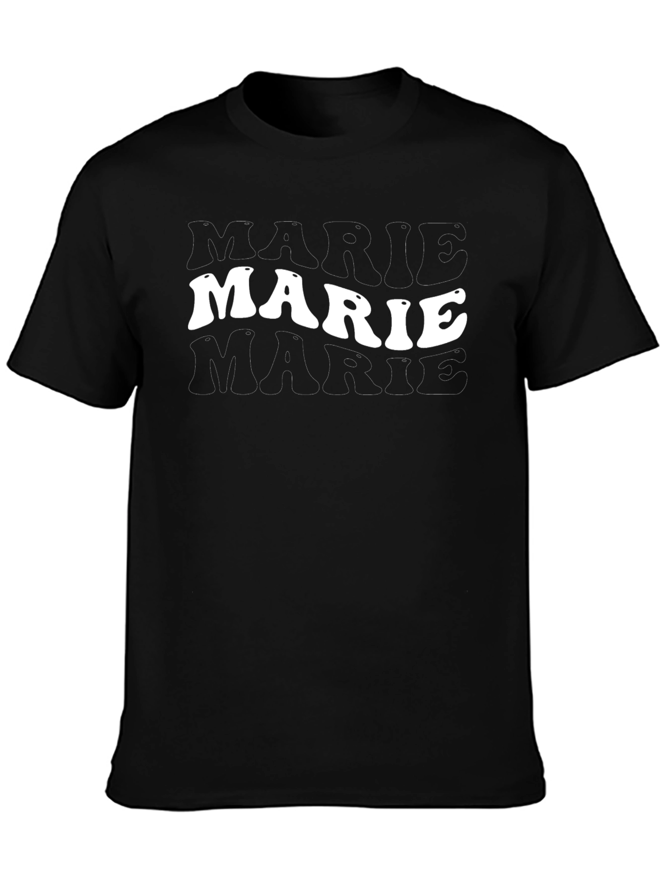 Black Marie Text Black T-Shirt view 3