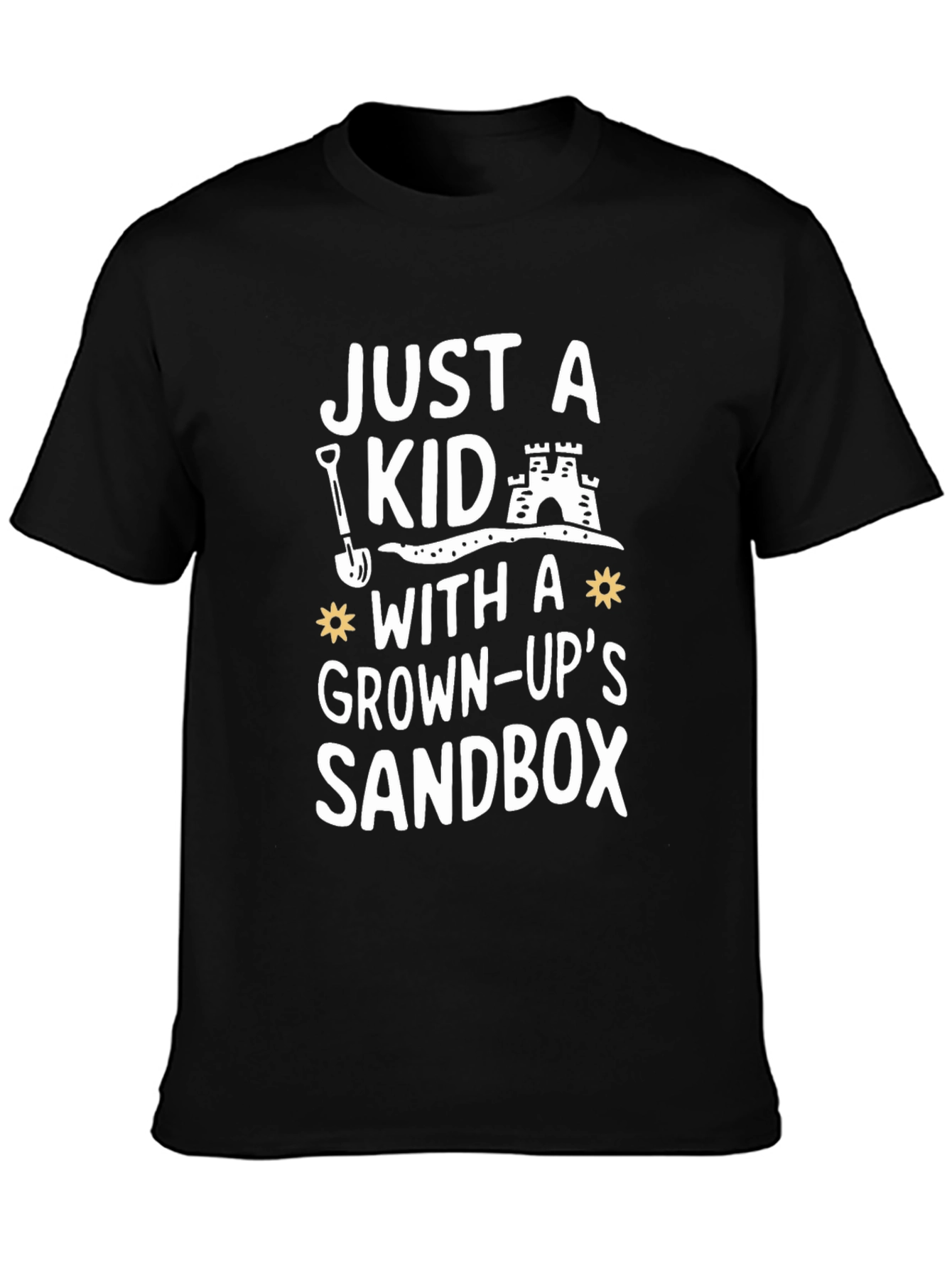 Black Just A Kid In a Grown-Up's Sandbox Novelty Graphic Tee view 3