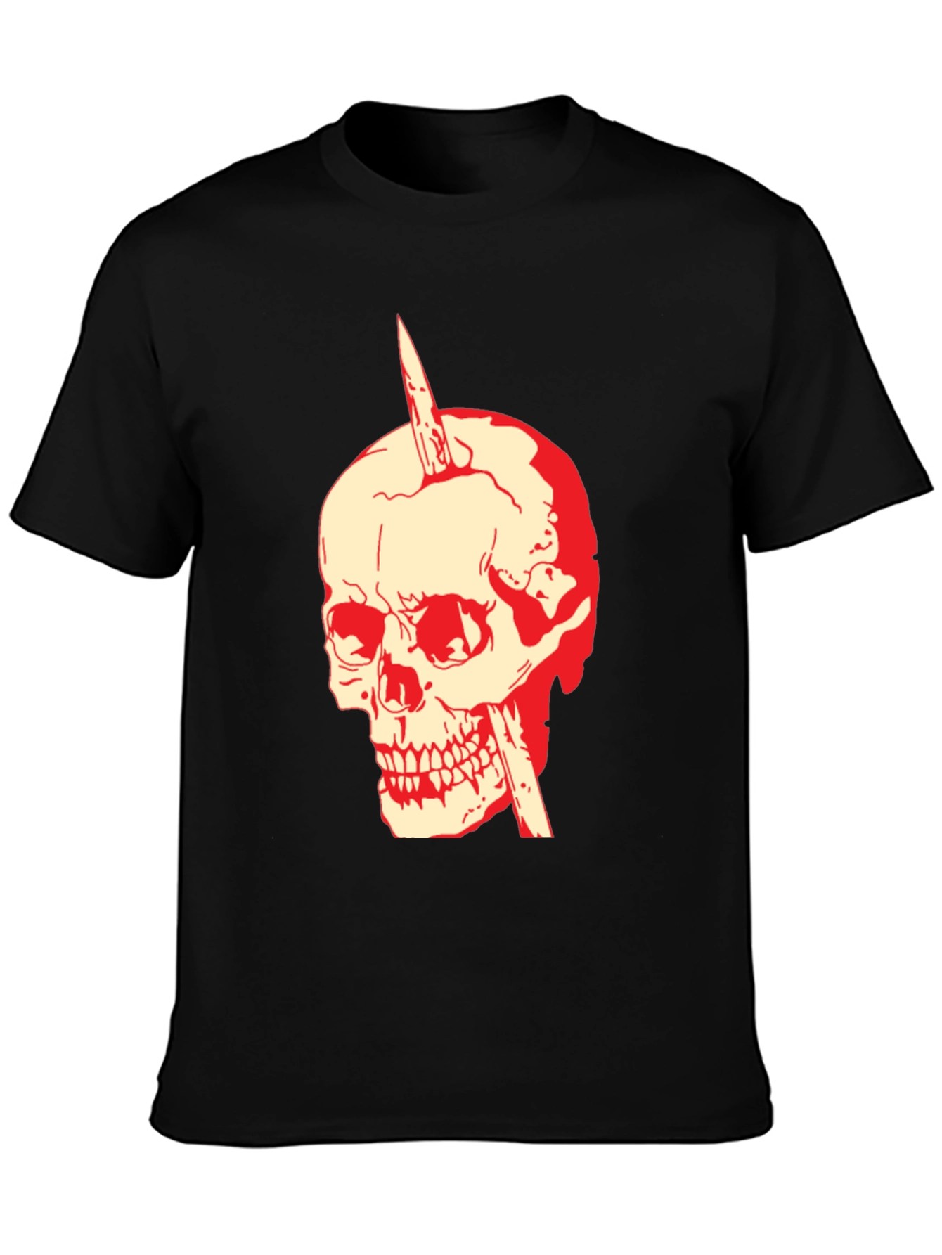 Black Skull & Dagger Graphic Tee - Bold Style view 3