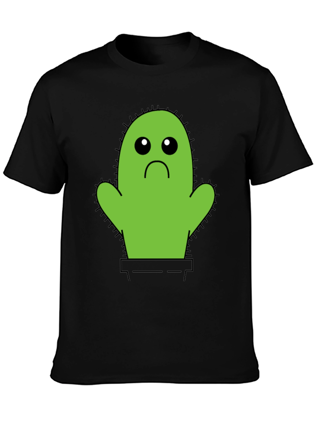 Black Sad Cactus T-Shirt - Unisex Cotton Tee view 3